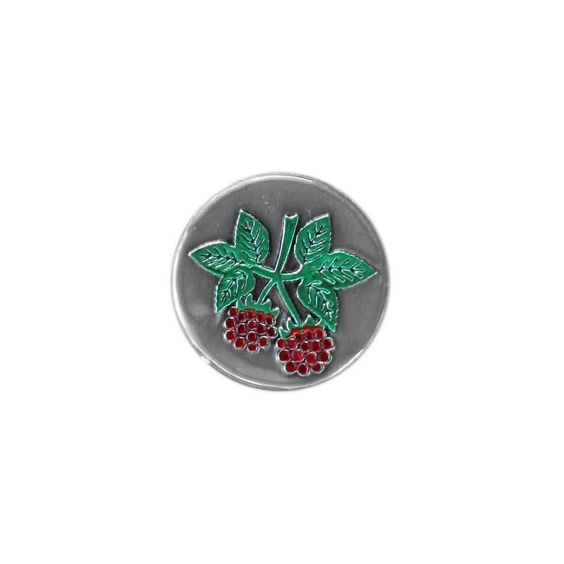 Etichetta in stagno 'Lampone', rotonda, metallo, argento Etichetta in stagno 'Lampone', rotonda, metallo, argento
