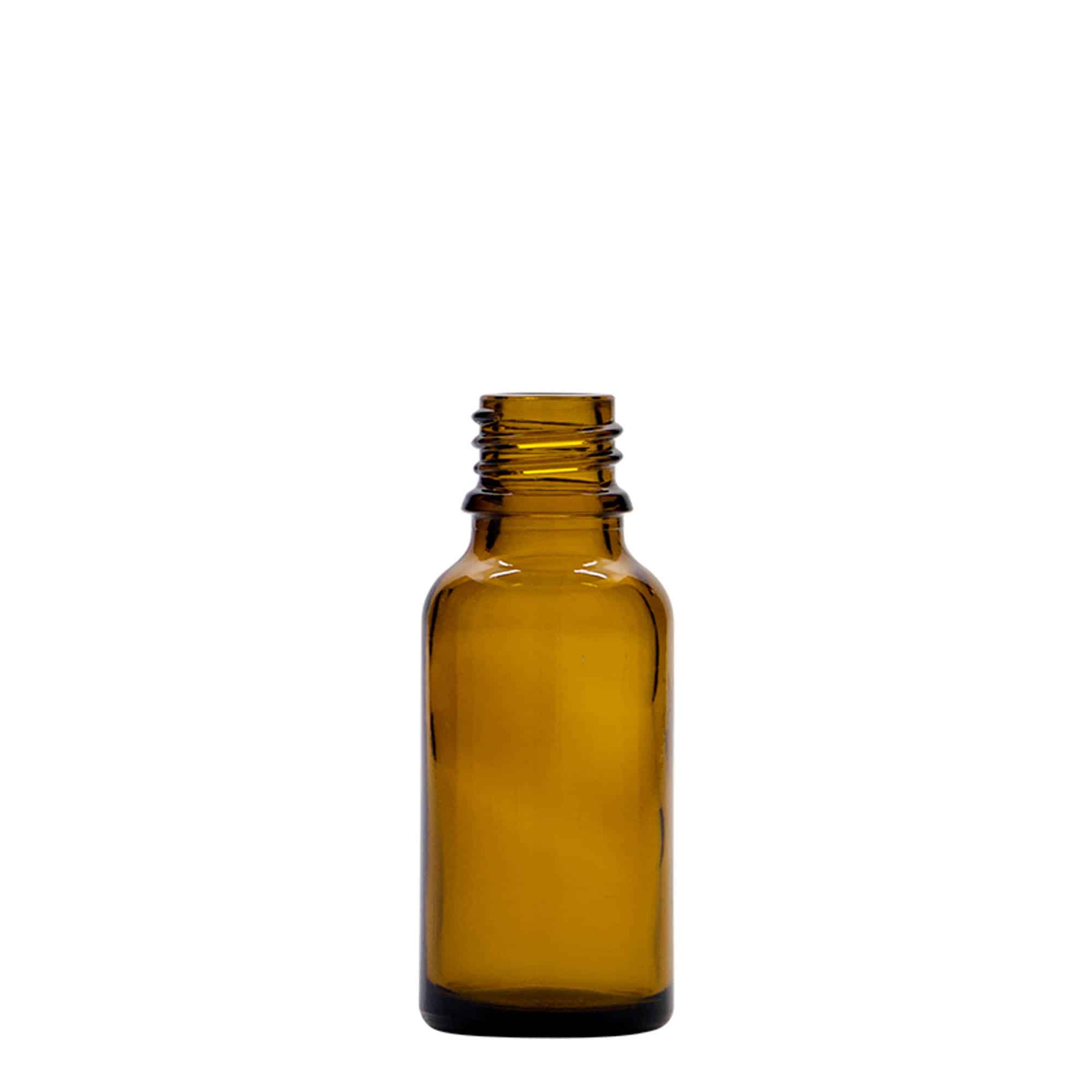 20 ml Boccetta con contagocce, vetro, marrone, imboccatura: DIN 18 20 ml Boccetta con contagocce, vetro, marrone, imboccatura: DIN 18