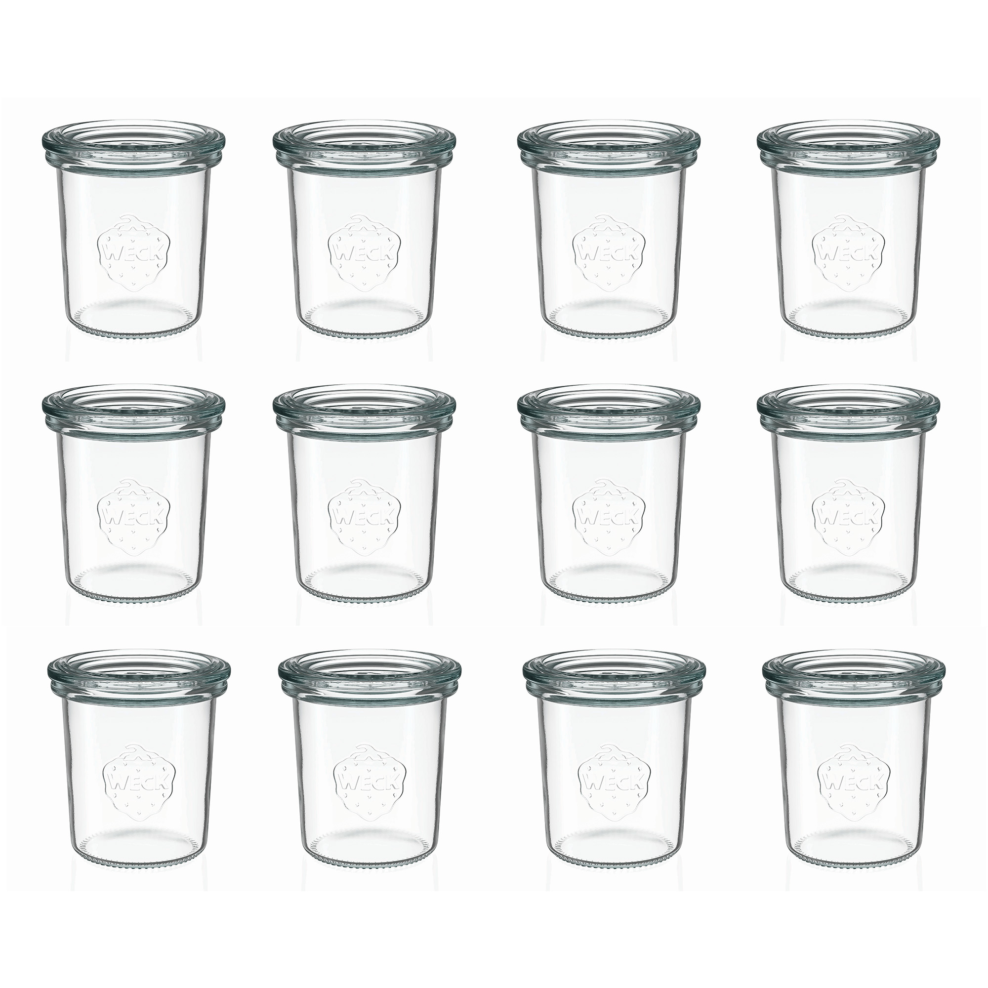 12x 160 ml vaso WECK a bocca larga con coperchio in vetro RR 60