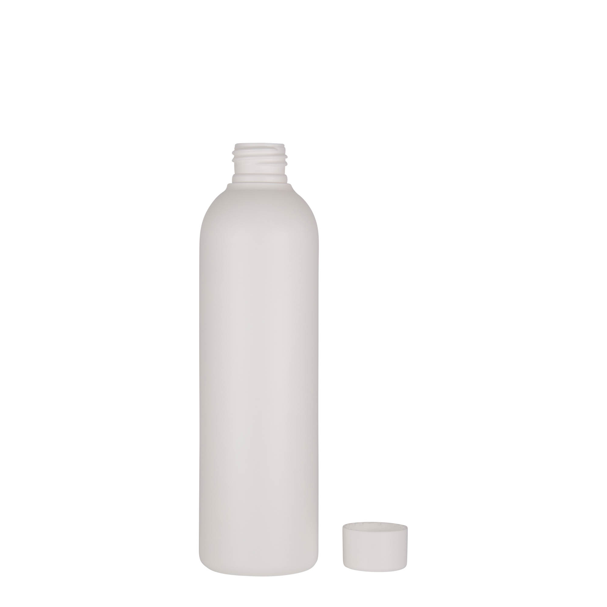 Bottiglia in plastica da 250 ml 'Tuffy', HDPE, bianca, bocca: 24/410 Bottiglia in plastica da 250 ml 'Tuffy', HDPE, bianca, bocca: 24/410
