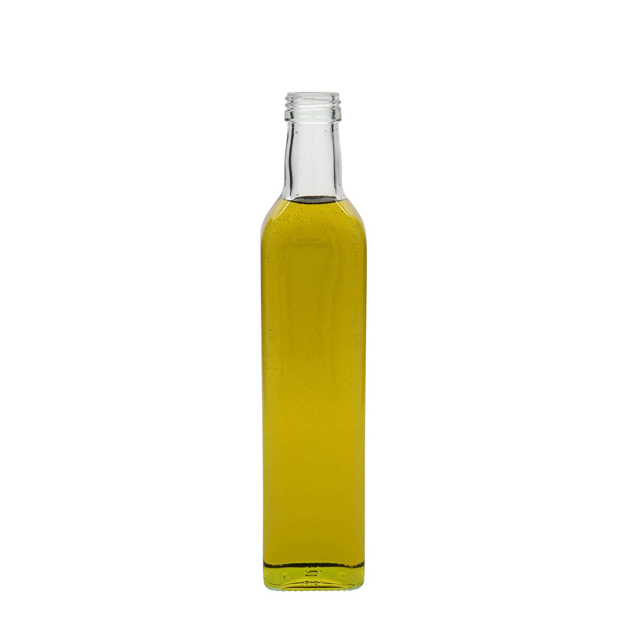 Bottiglia di vetro da 500 ml 'Marasca', quadrata, bocca: PP 31,5