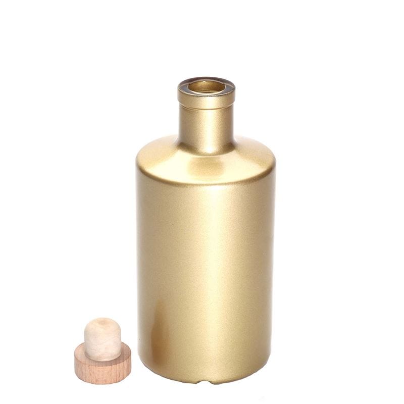 Bottiglia di vetro da 500 ml 'Caroline', oro, bocca: sughero
