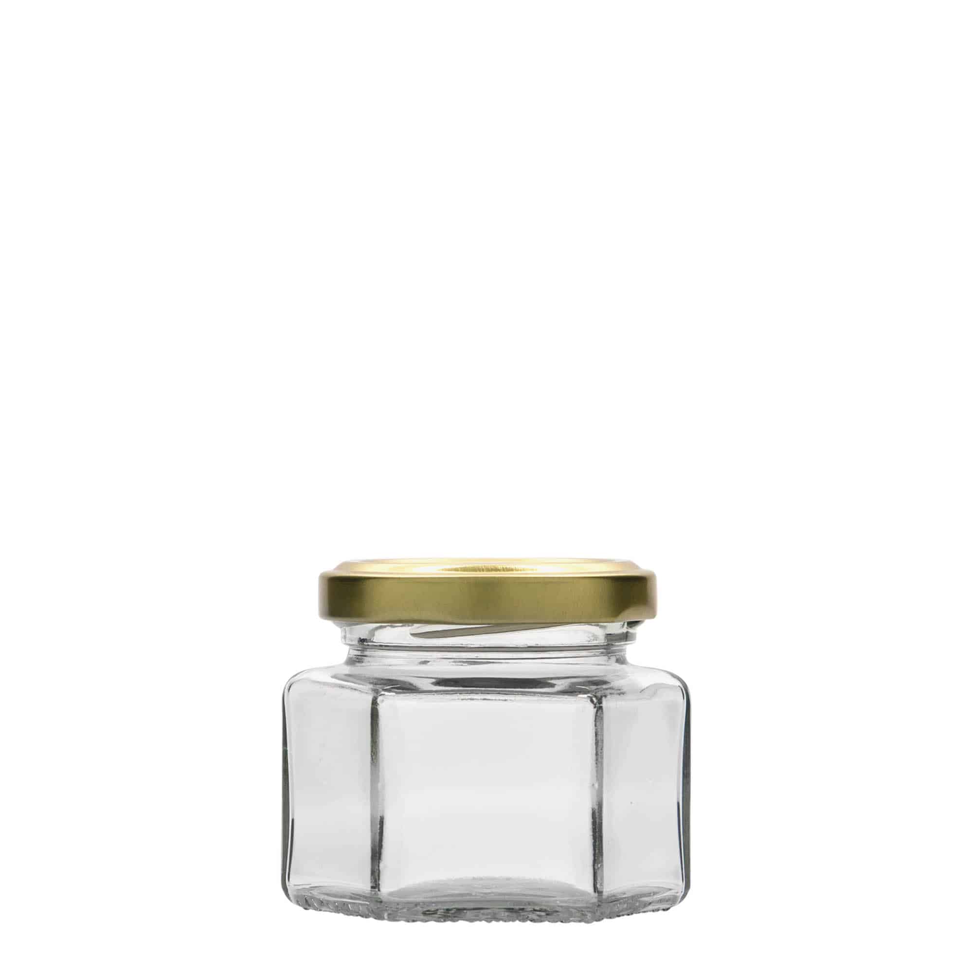106 ml Vasetto esagonale, vetro, imboccatura: Twist-Off (TO 53)