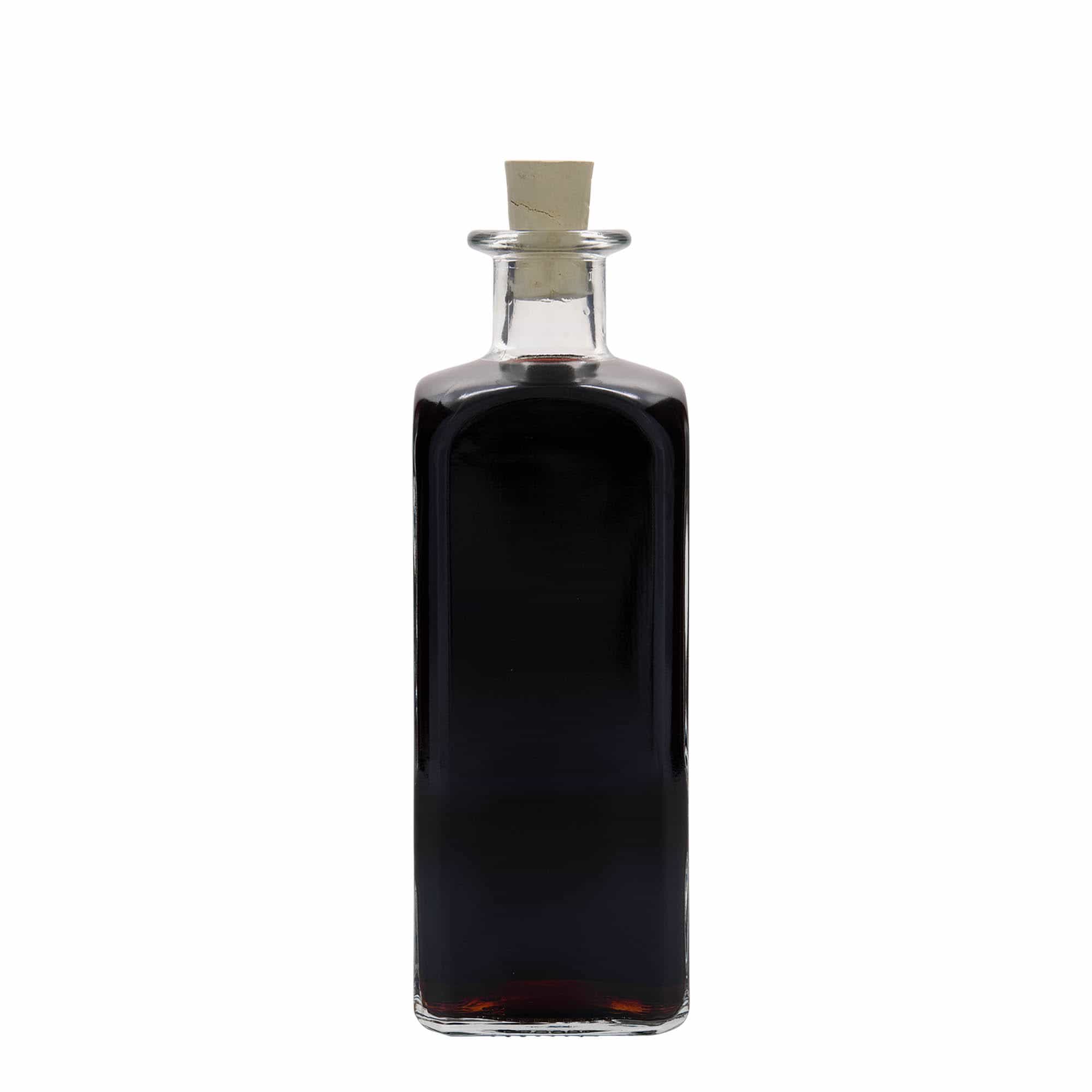 500 ml Bottiglia da farmacia 'Carré', vetro, quadrata, imboccatura: fascetta