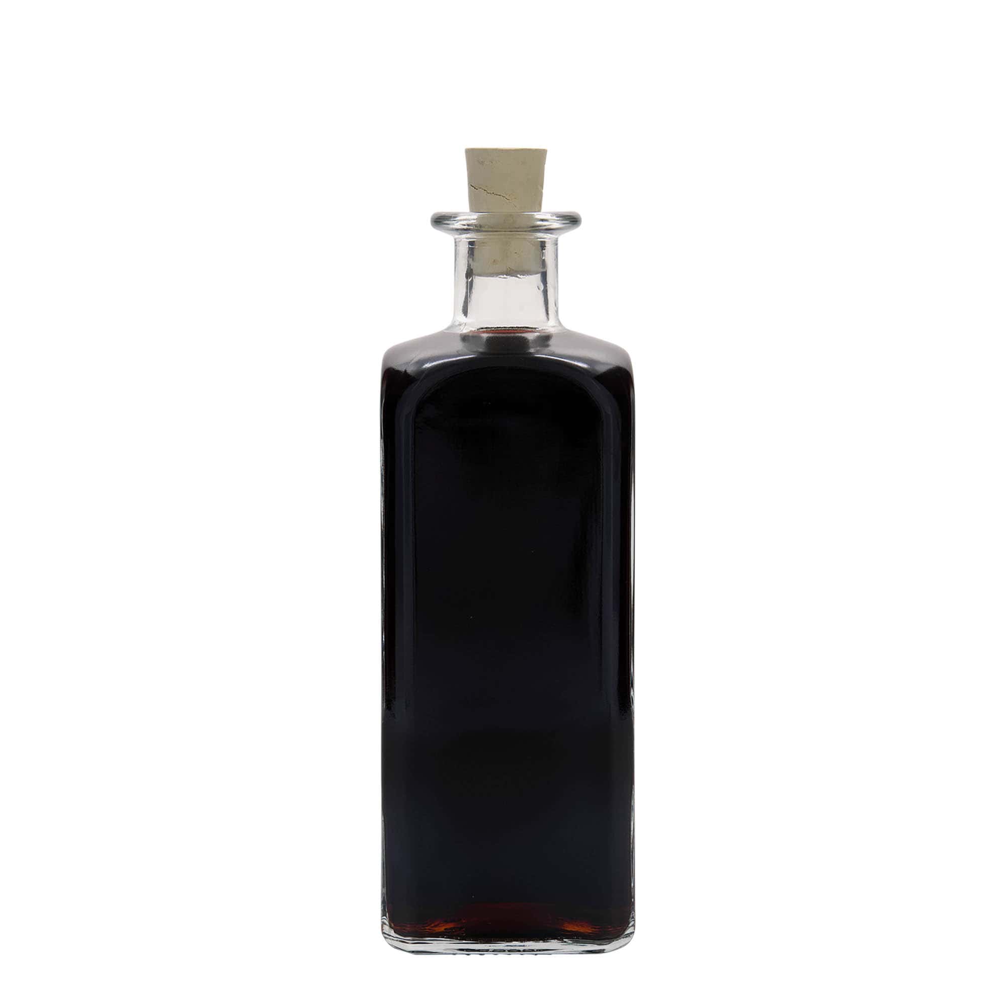 Bottiglia di vetro da 500 ml Apotheker Carré, quadrata, bocca: sughero