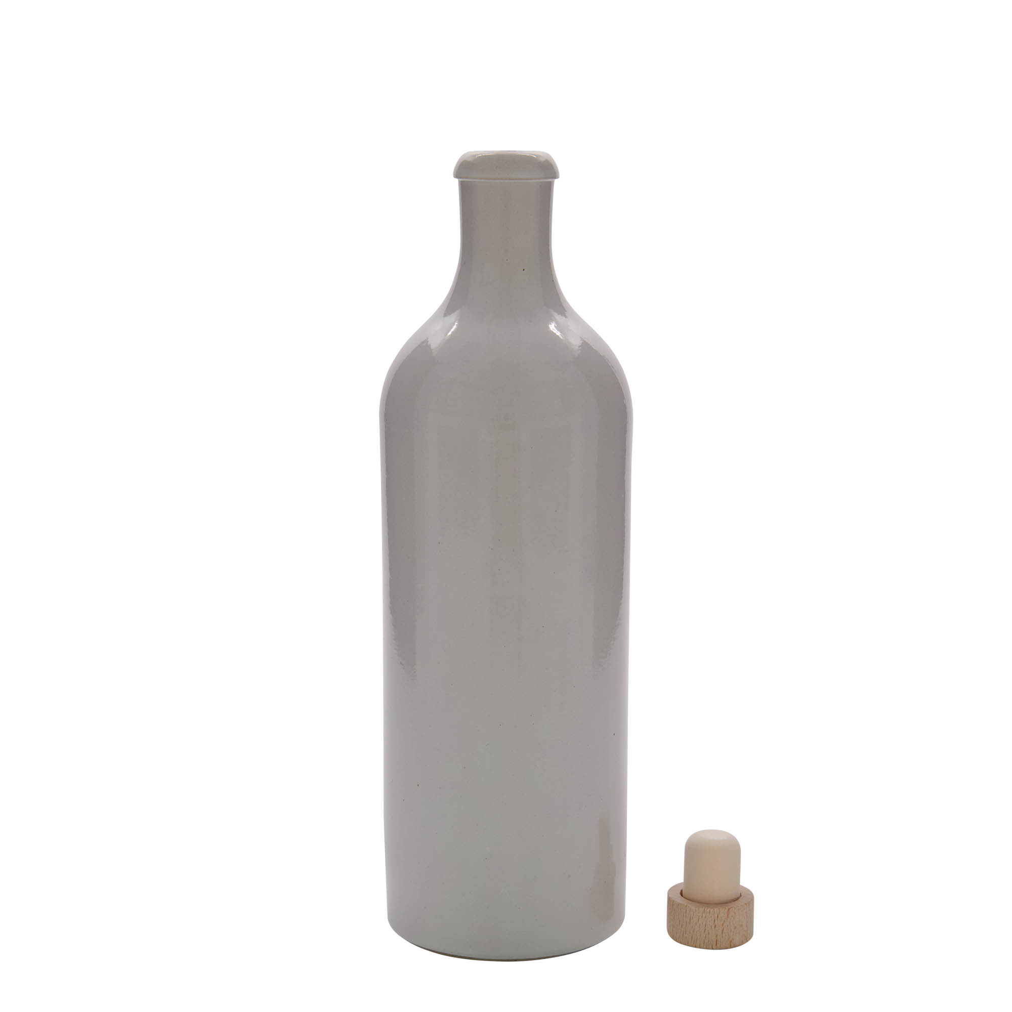 Boccale da 750 ml, gres, bianco, bocca: sughero