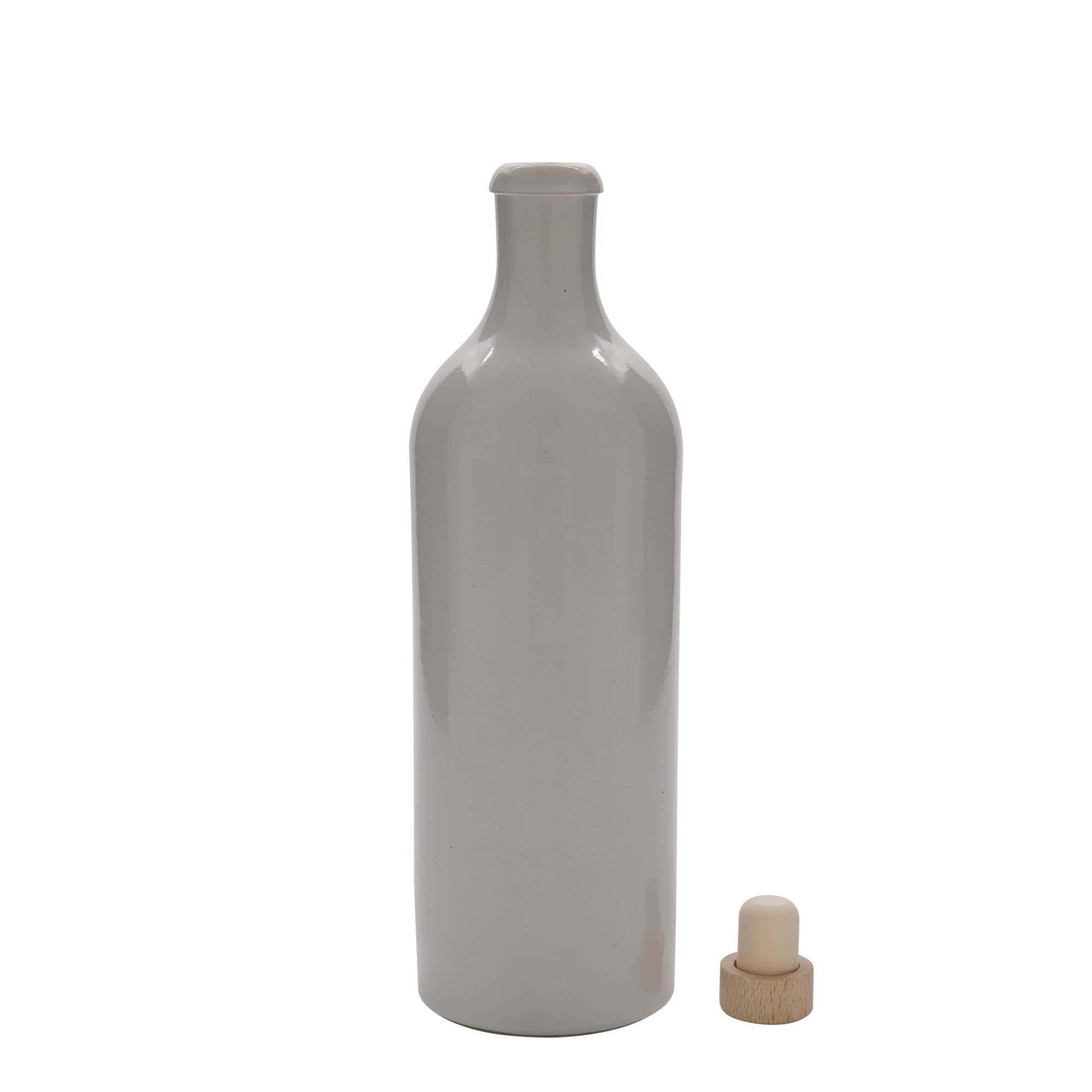 Boccale da 750 ml, gres, bianco, bocca: sughero