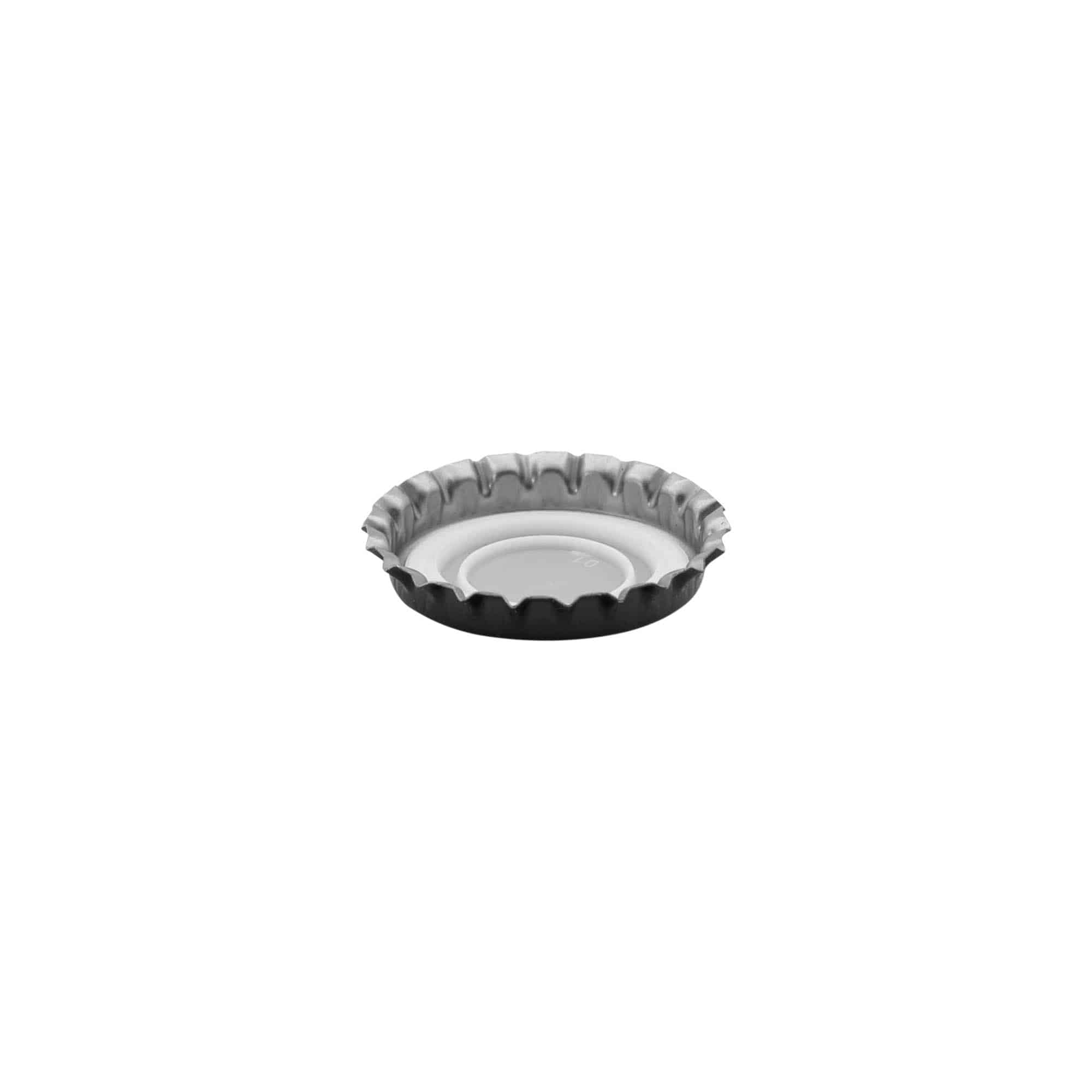 Tappo a corona 29 mm, metallo, argento, nero Tappo a corona 29 mm, metallo, argento, nero
