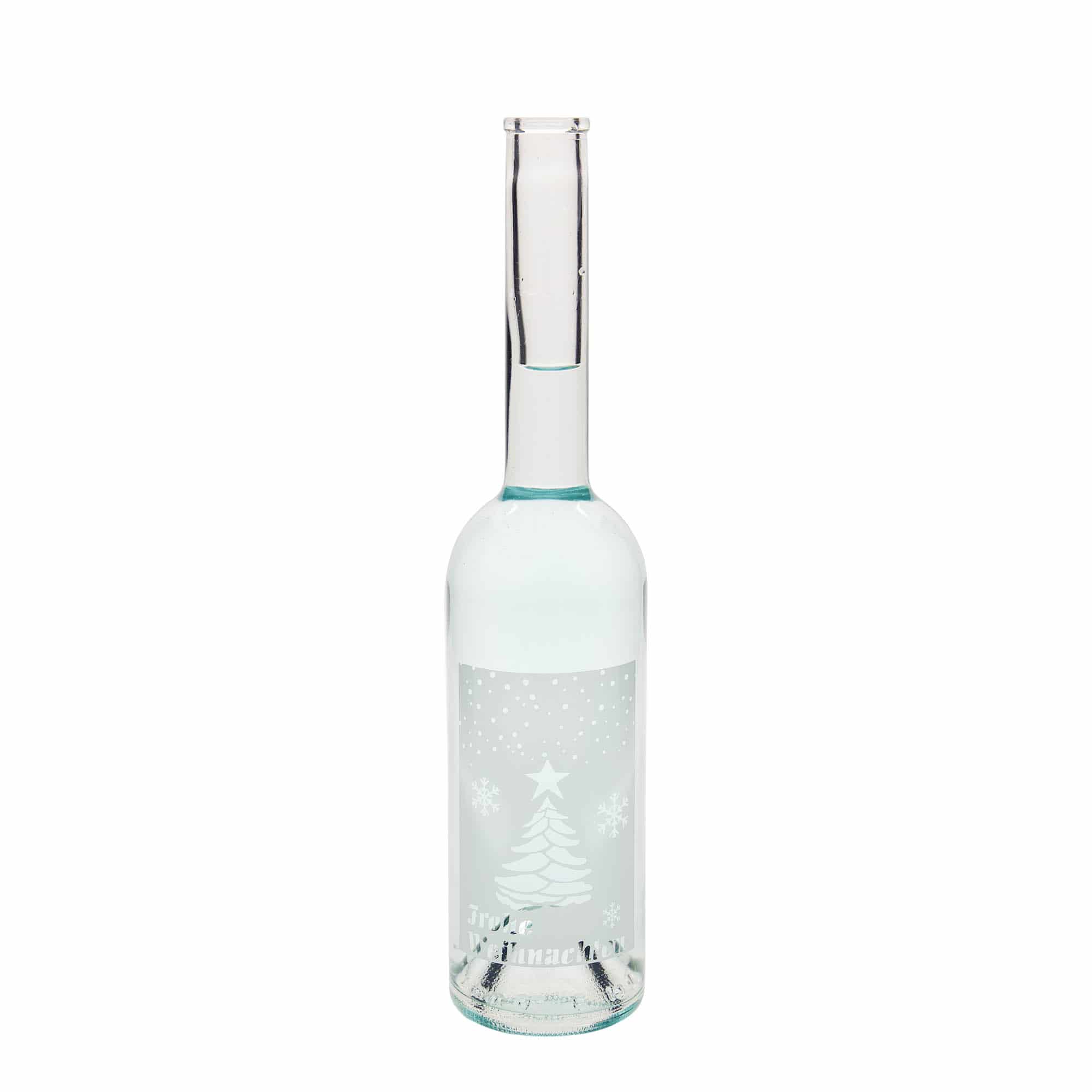 Bottiglia di vetro da 500 ml 'Opera', motivo: Natale bianco, bocca: tappo in sughero Bottiglia di vetro da 500 ml 'Opera', motivo: Natale bianco, bocca: tappo in sughero
