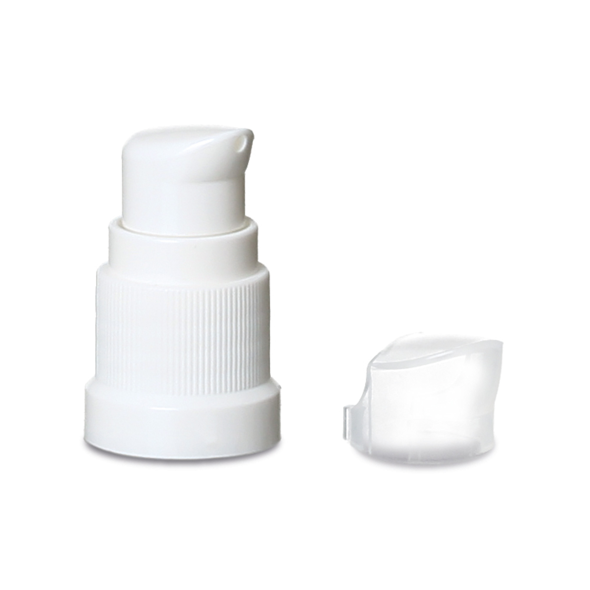 Tappo a vite con pompa per lozione, plastica PP, bianco, per bocca: DIN 18 Tappo a vite con pompa per lozione, plastica PP, bianco, per bocca: DIN 18