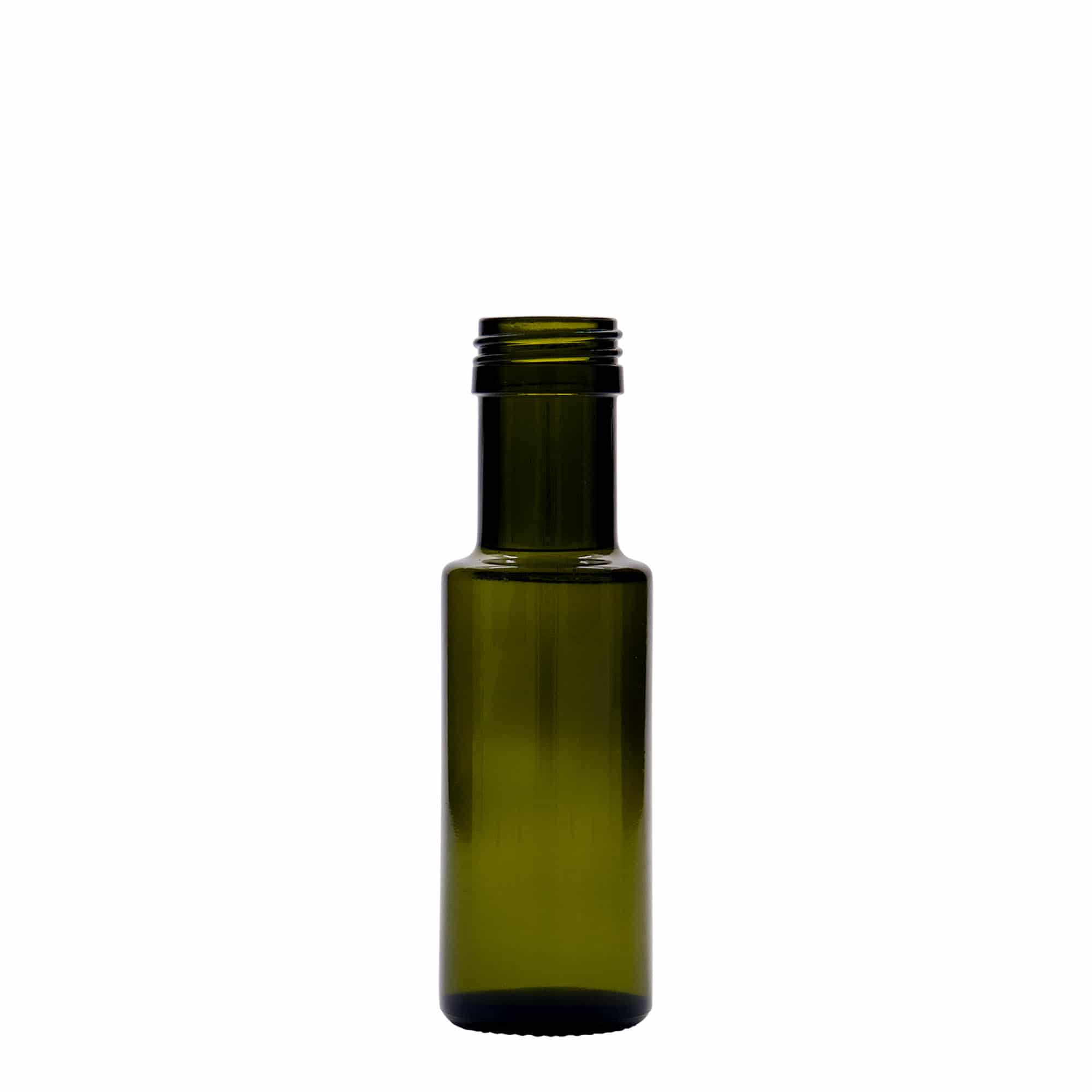 Bottiglia di vetro da 100 ml 'Dorica', verde antico, bocca: PP 31,5