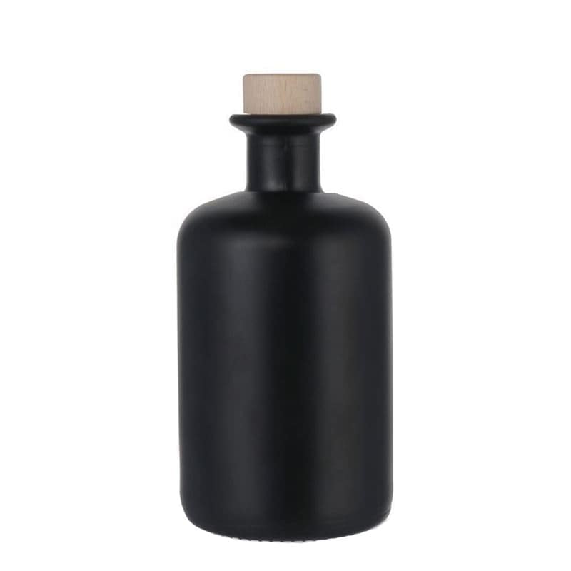 350 ml Bottiglia da farmacia, vetro, nero, imboccatura: fascetta