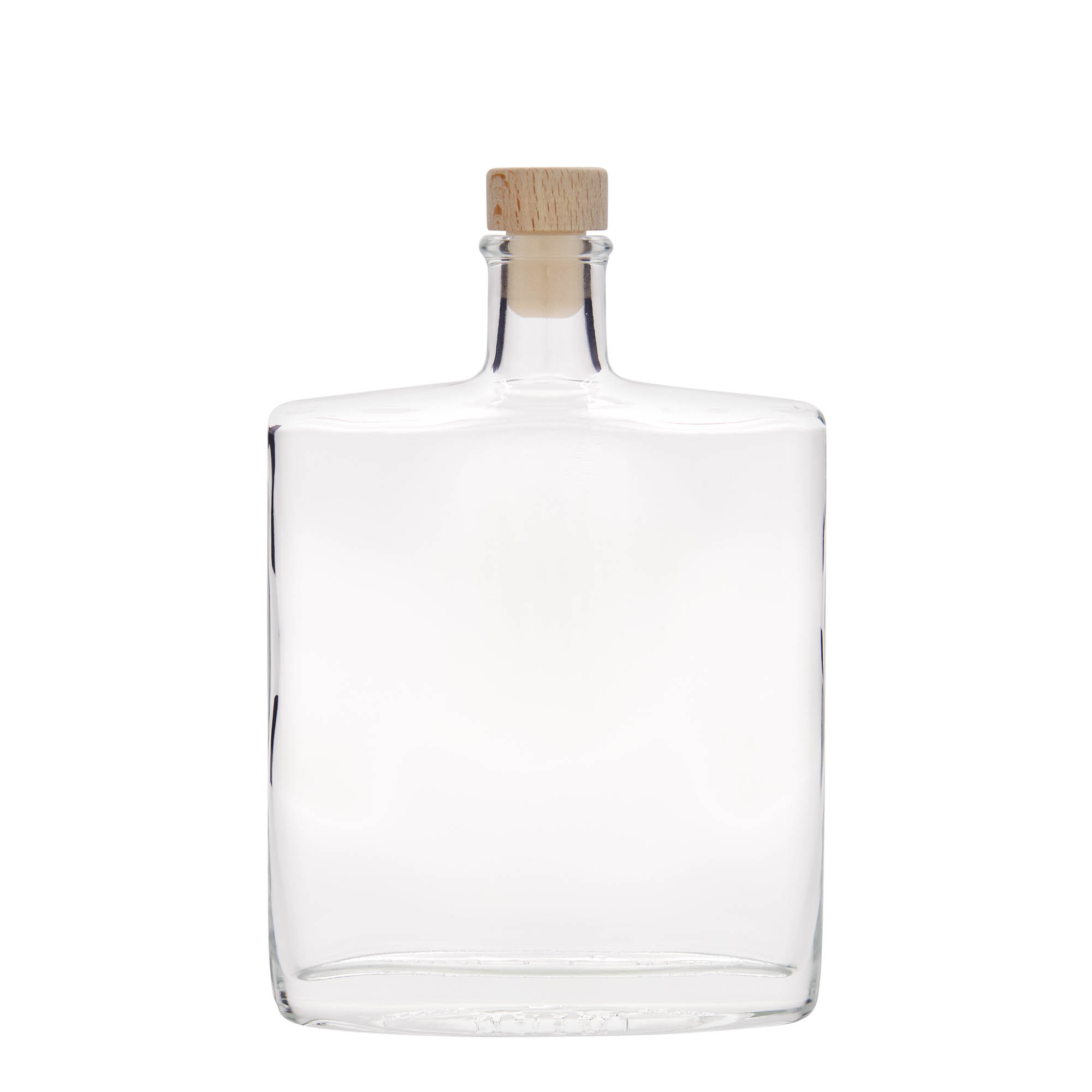 Bottiglia di vetro da 500 ml 'Zorbas', ovale, bocca: sughero Bottiglia di vetro da 500 ml 'Zorbas', ovale, bocca: sughero