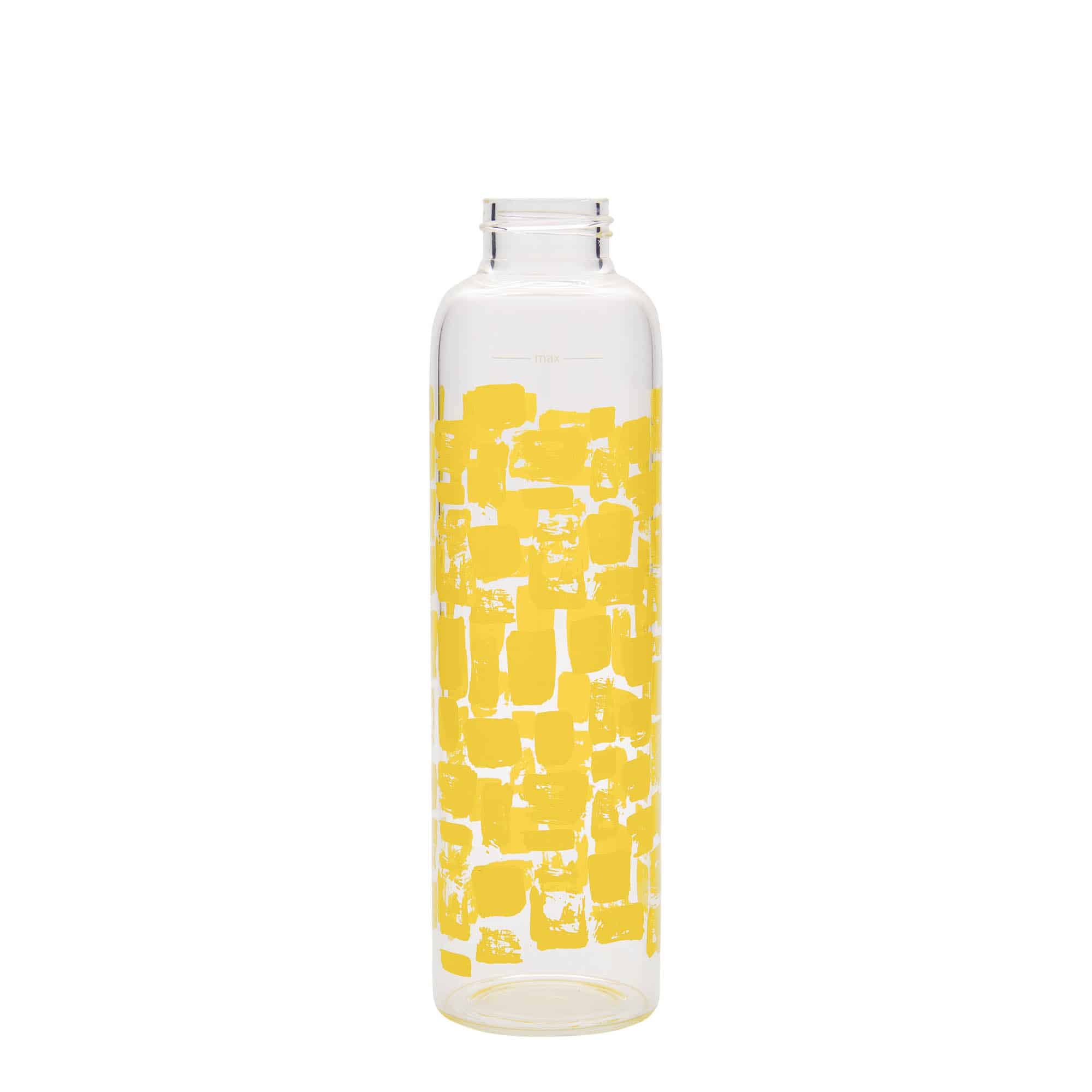 500 ml Borraccia 'Perseus', motivo: Rettangoli gialli, vetro, imboccatura: a vite