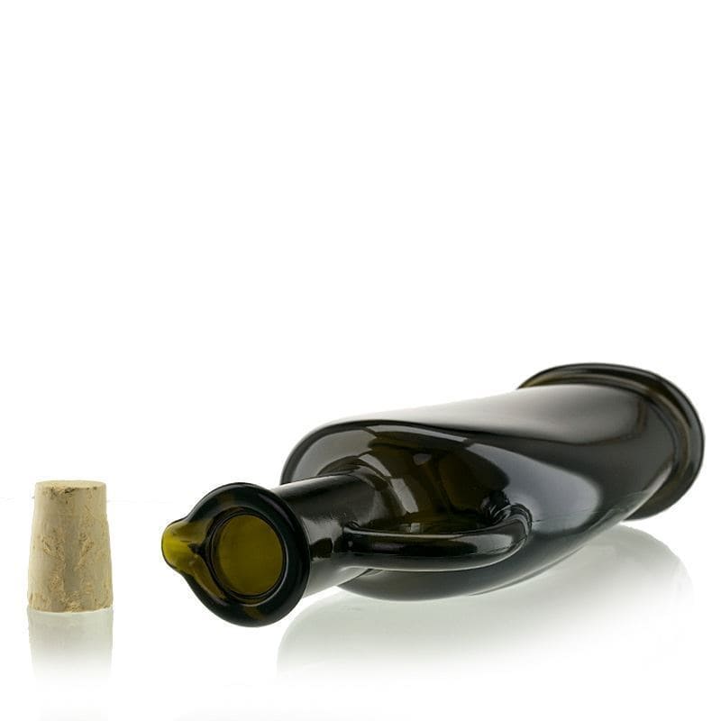 Bottiglia di vetro da 500 ml 'Eleganta', ovale, verde antico, bocca: sughero