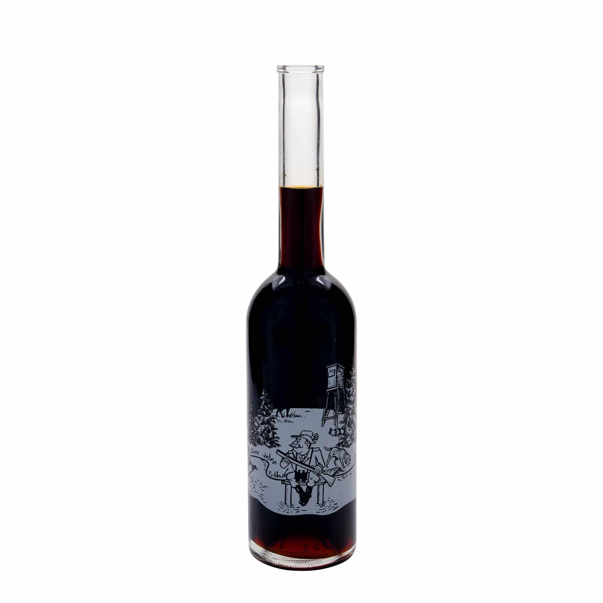 Bottiglia di vetro da 500 ml 'Opera', motivo: Cacciatore, bocca: tappo di sughero