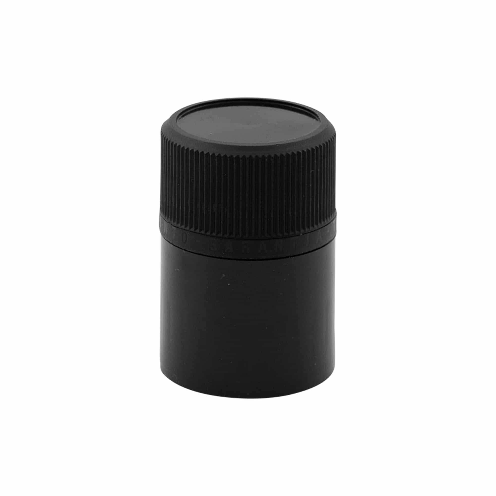 Tappo con sigillo antimanomissione e beccuccio versatore, plastica PE, nero
