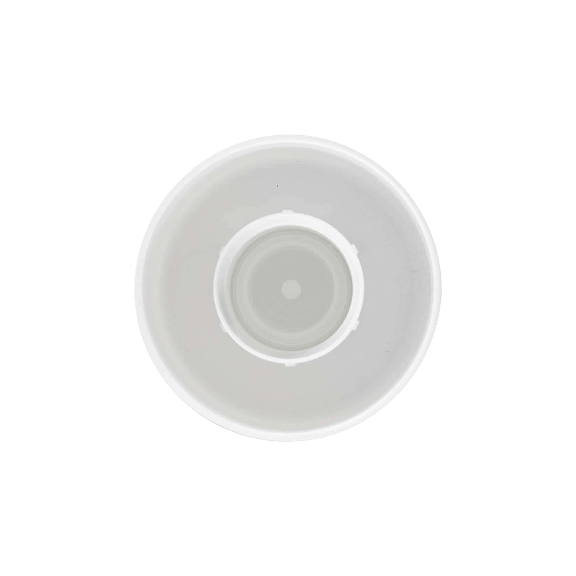 Tappo spray a vite per bottiglia cilindrica, plastica PE, bianco, per imboccatura: GL 22