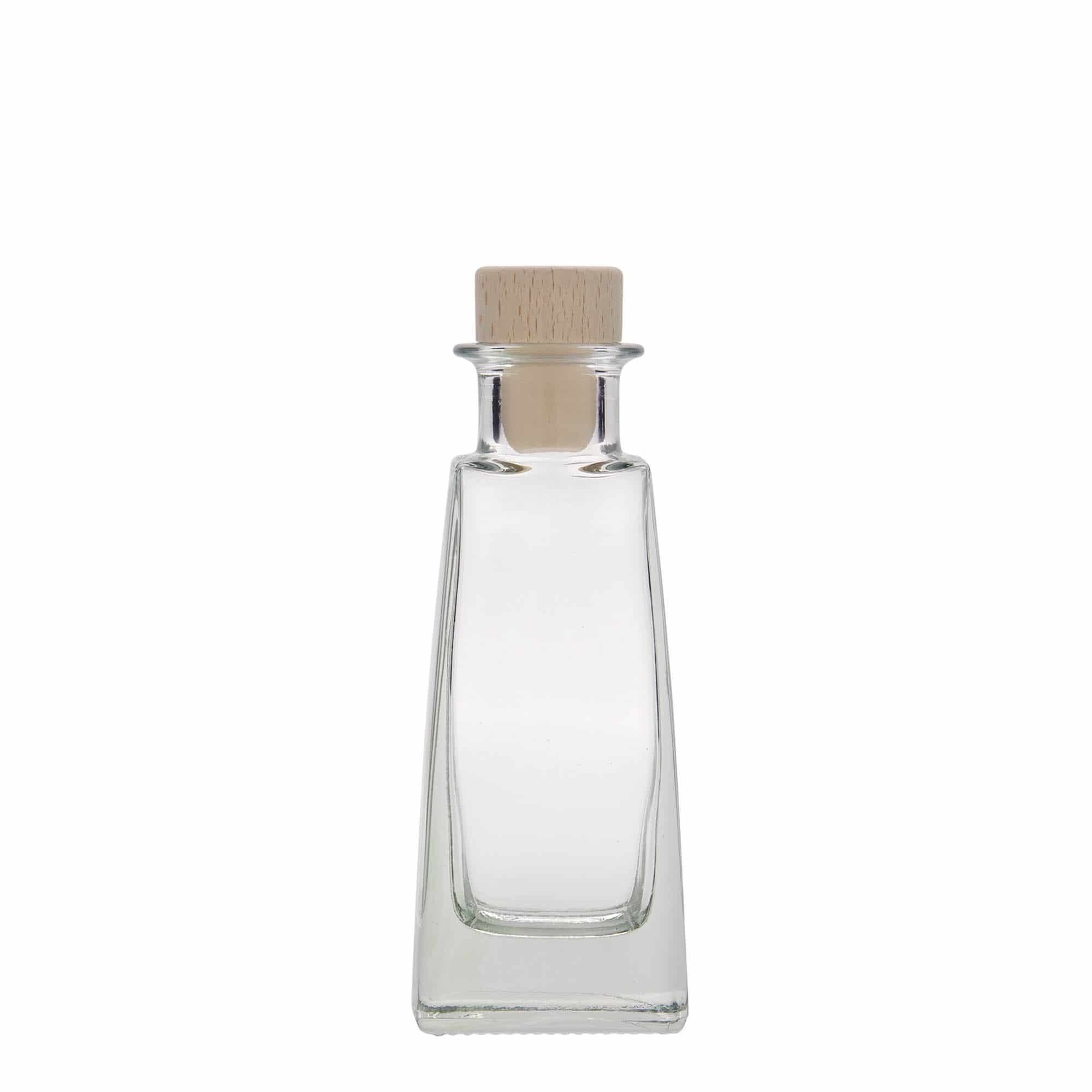 100 ml Bottiglia di vetro 'Timmy', rettangolare, imboccatura: fascetta