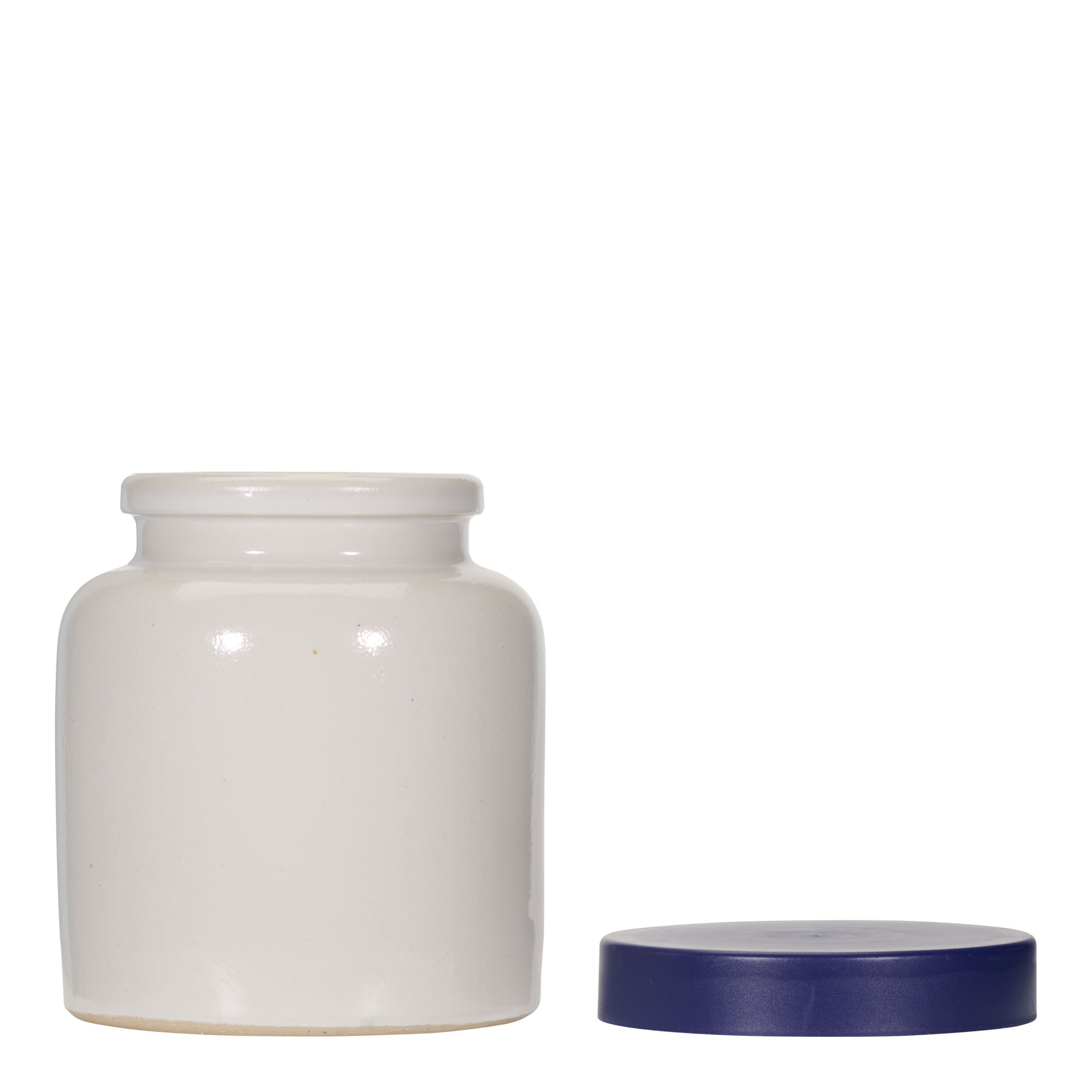 Vaso in gres porcellanato da 270 ml, ceramica, bianco, bocca: coperchio a calotta