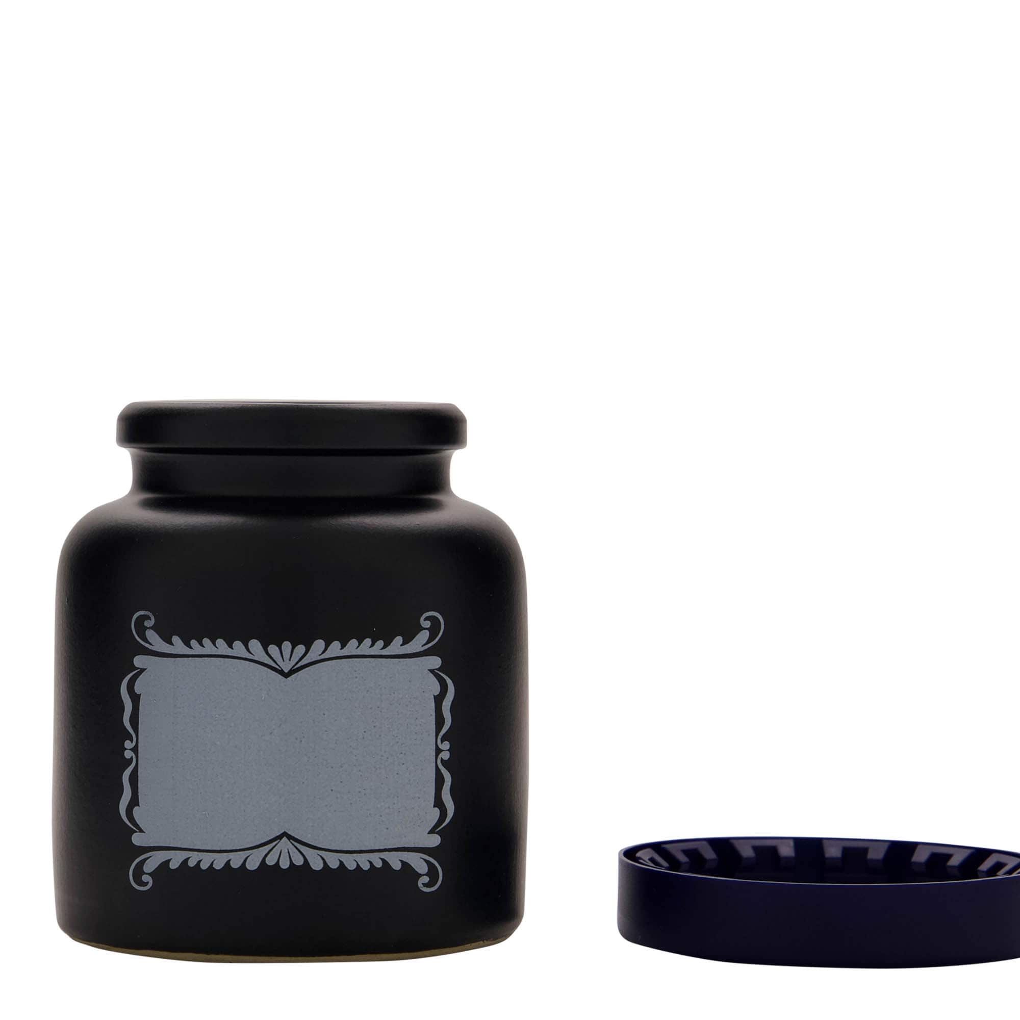 Vaso in gres da 270 ml, motivo: campo etichetta, ceramica, nero, bocca: coperchio a calotta