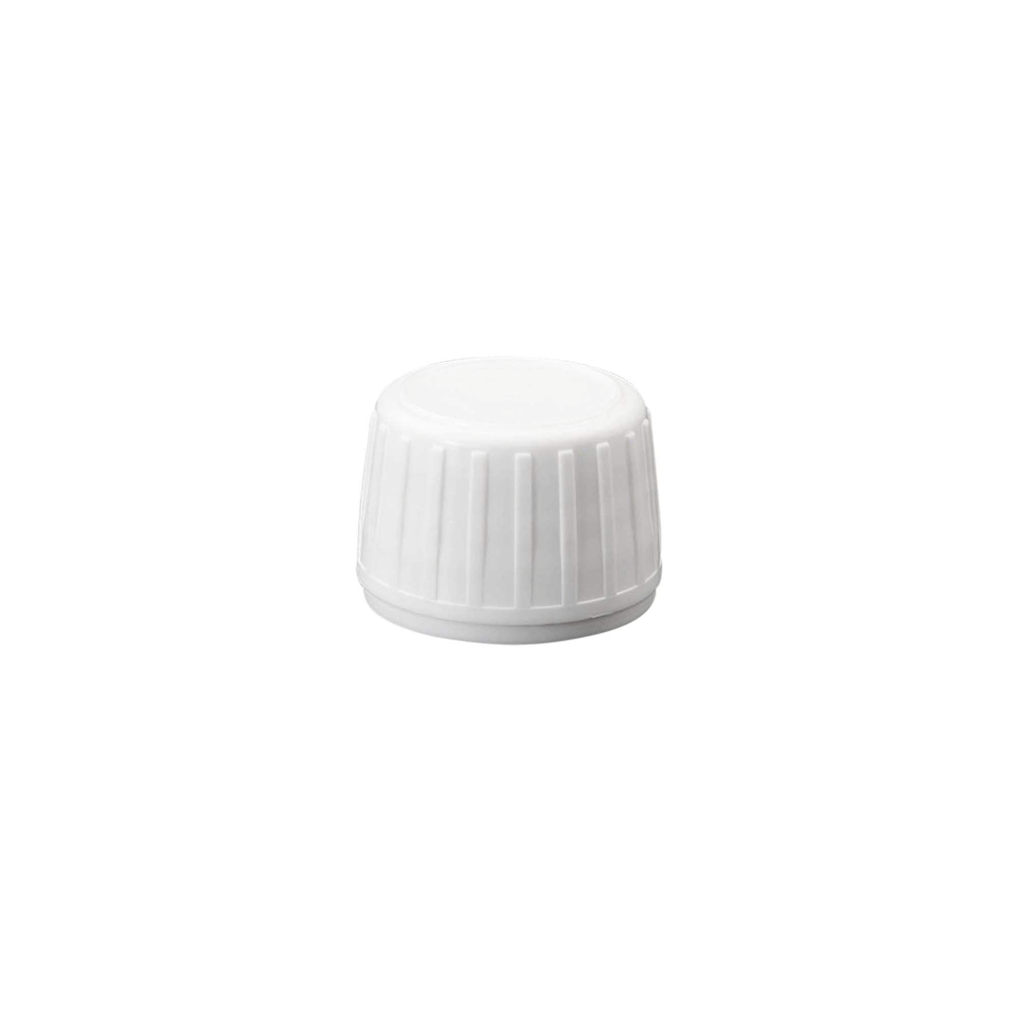 Tappo a vite, plastica PP, bianco, per bocca: PP 28 Tappo a vite, plastica PP, bianco, per bocca: PP 28