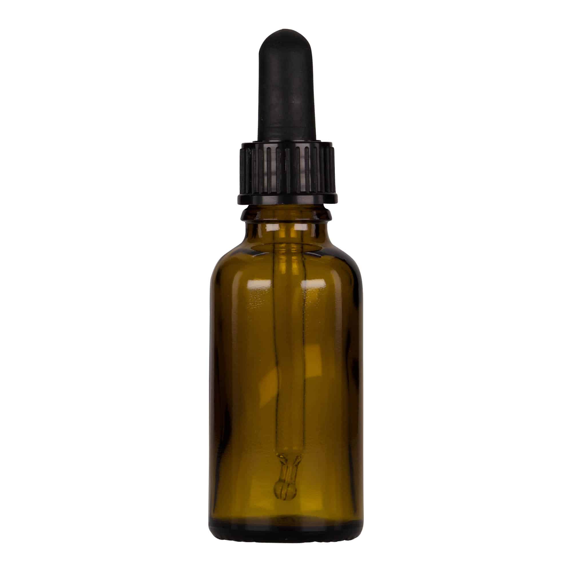 30 ml Boccetta con contagocce, vetro, marrone-nero, imboccatura: DIN 18 30 ml Boccetta con contagocce, vetro, marrone-nero, imboccatura: DIN 18
