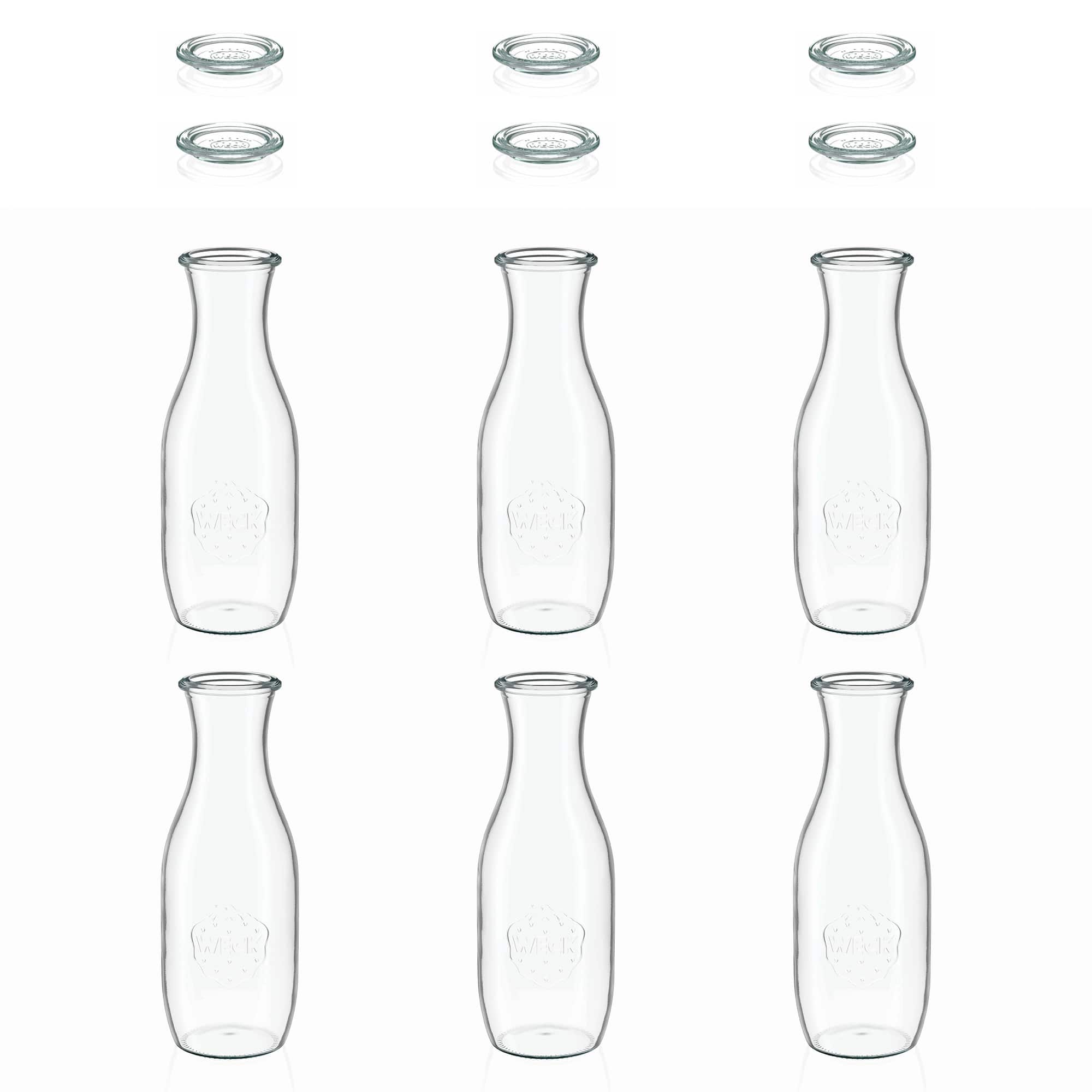 6x 1000 ml bottiglia per succo WECK con coperchio in vetro RR 60