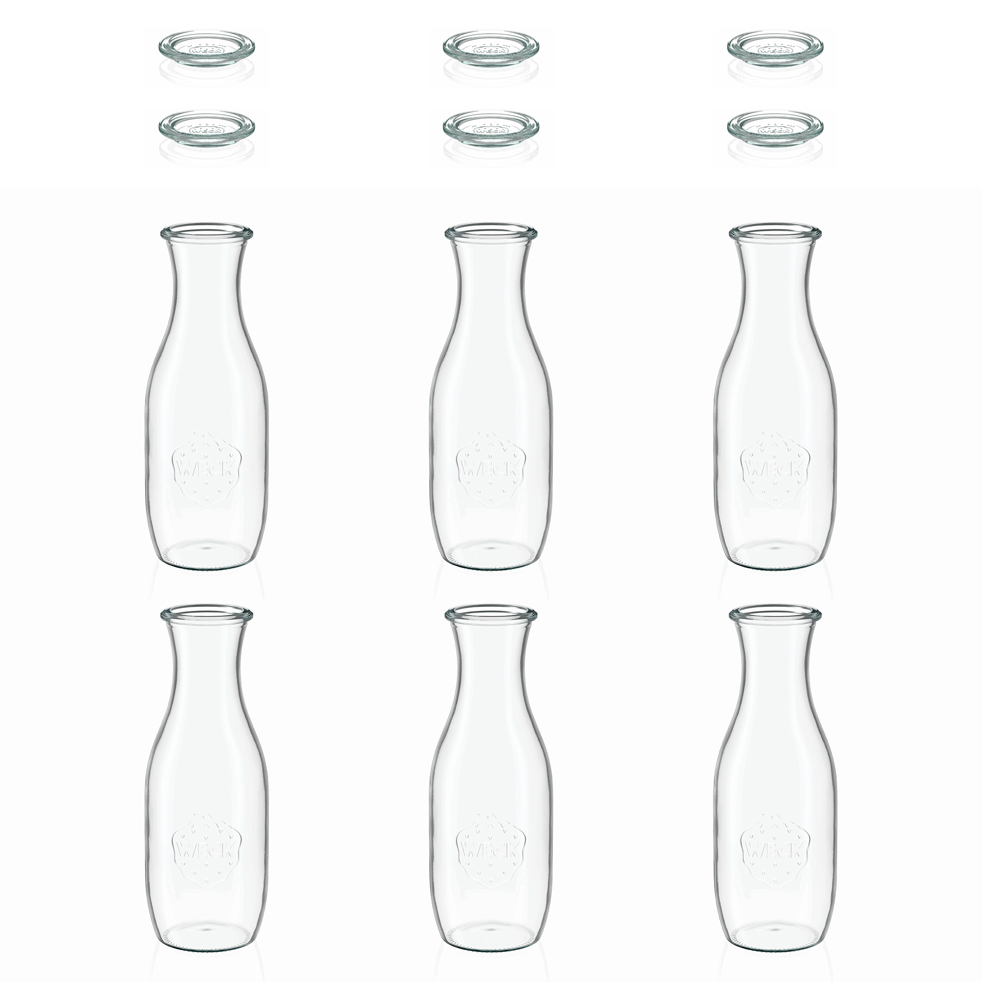 6x 1000 ml bottiglia per succo WECK con coperchio in vetro RR 60