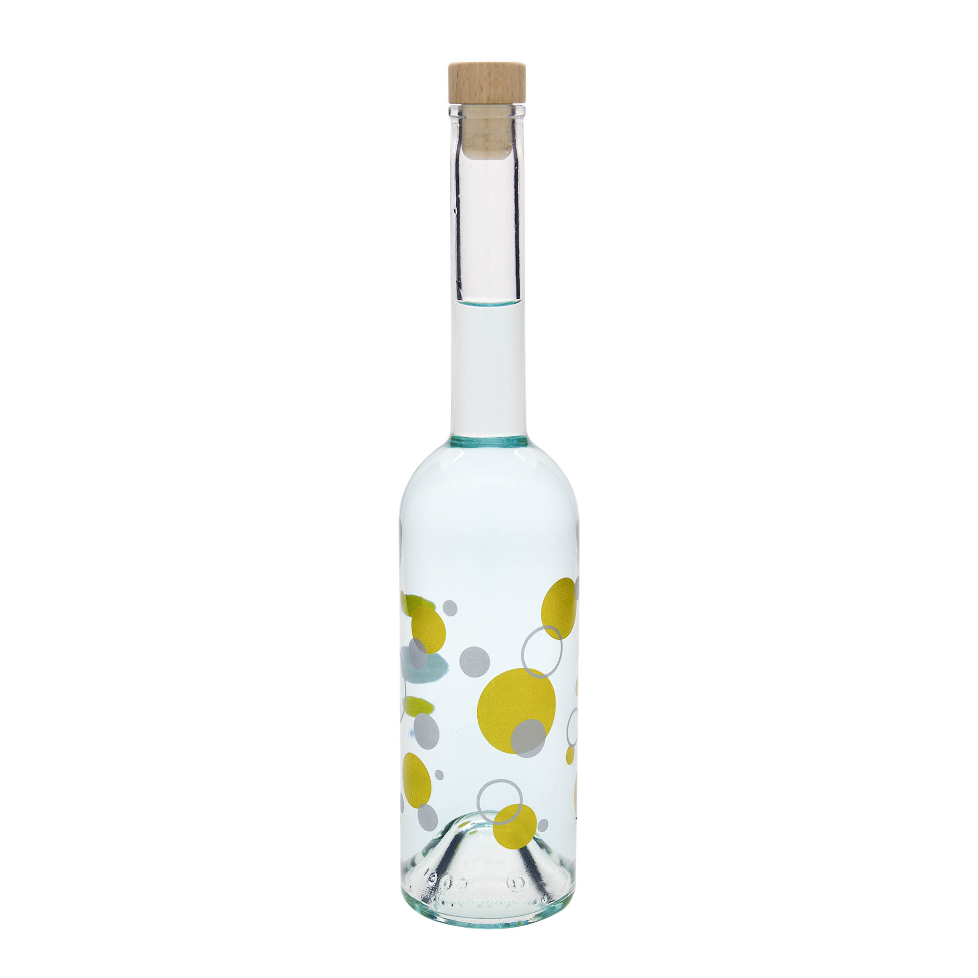 Bottiglia di vetro da 500 ml 'Opera', motivo: punti, bocca: tappo di sughero Bottiglia di vetro da 500 ml 'Opera', motivo: punti, bocca: tappo di sughero