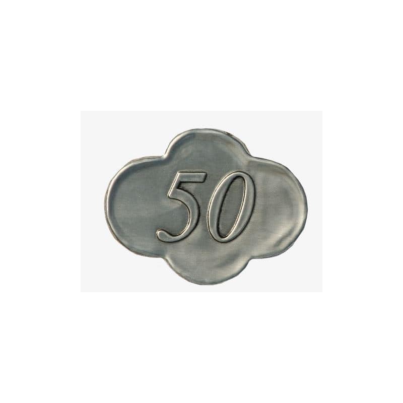 Etichetta metallica '50', stagno, argento