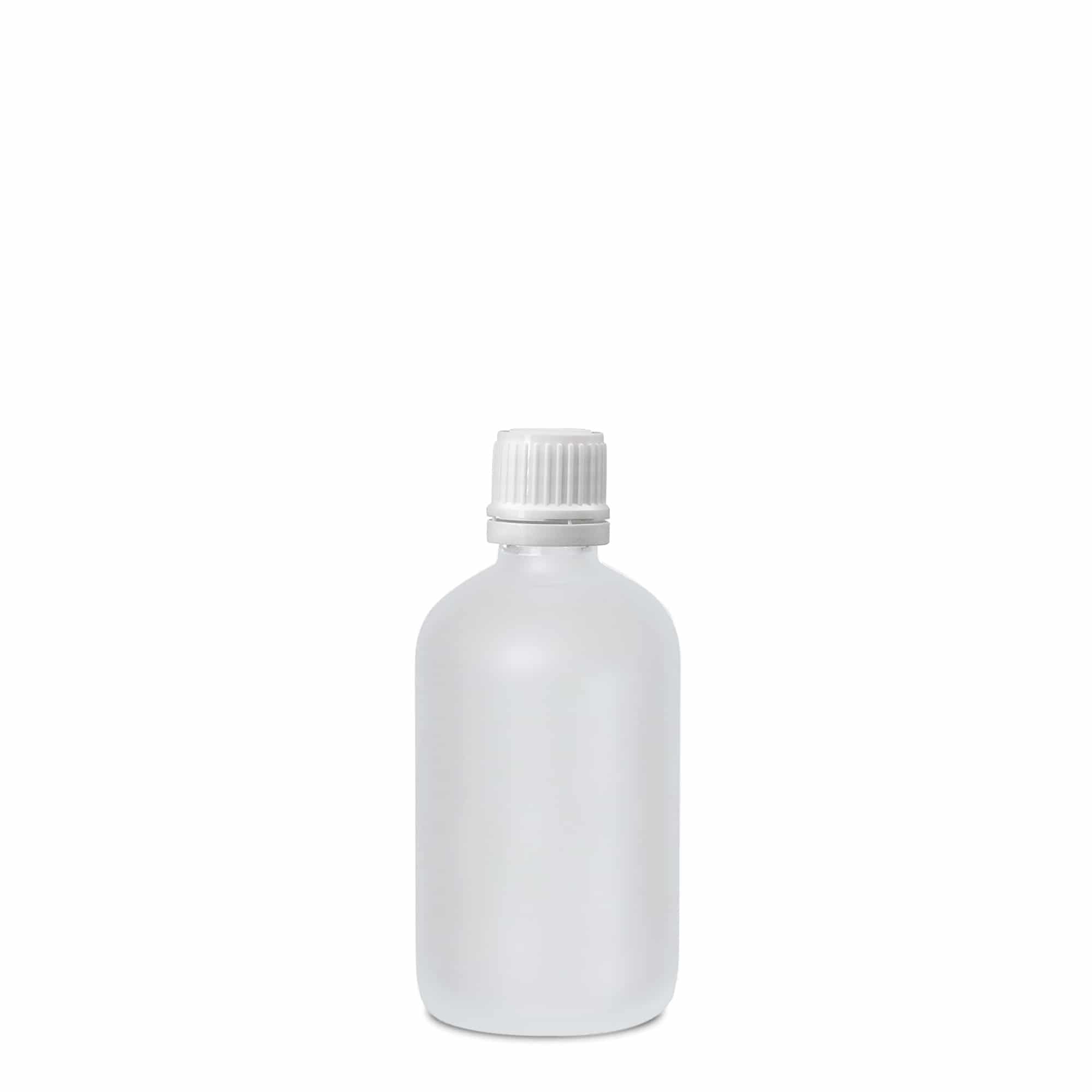 100 ml bottiglia medicinale, vetro, satinato, bocca: DIN 18