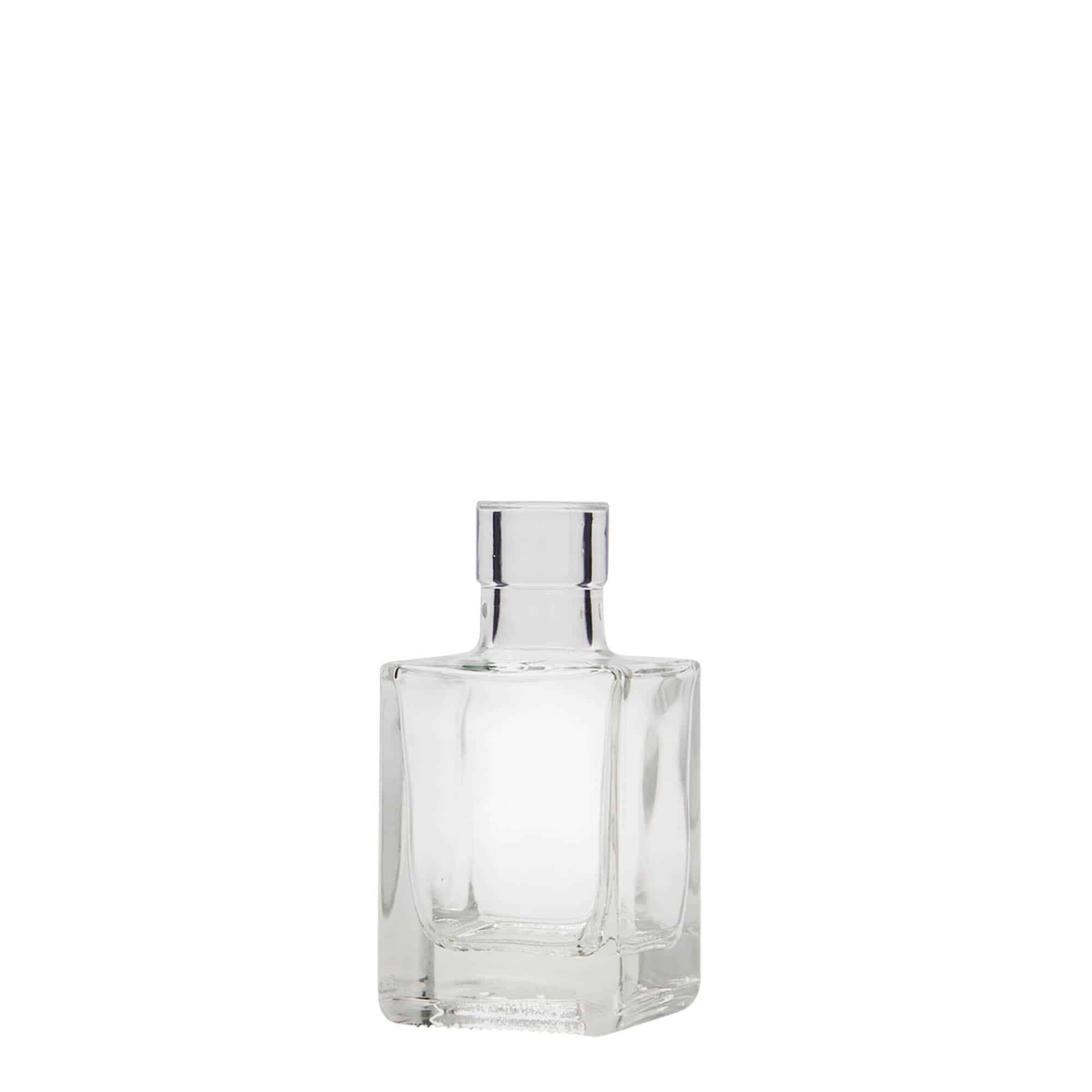 Bottiglia di vetro da 50 ml 'Cube', quadrata, bocca: sughero Bottiglia di vetro da 50 ml 'Cube', quadrata, bocca: sughero