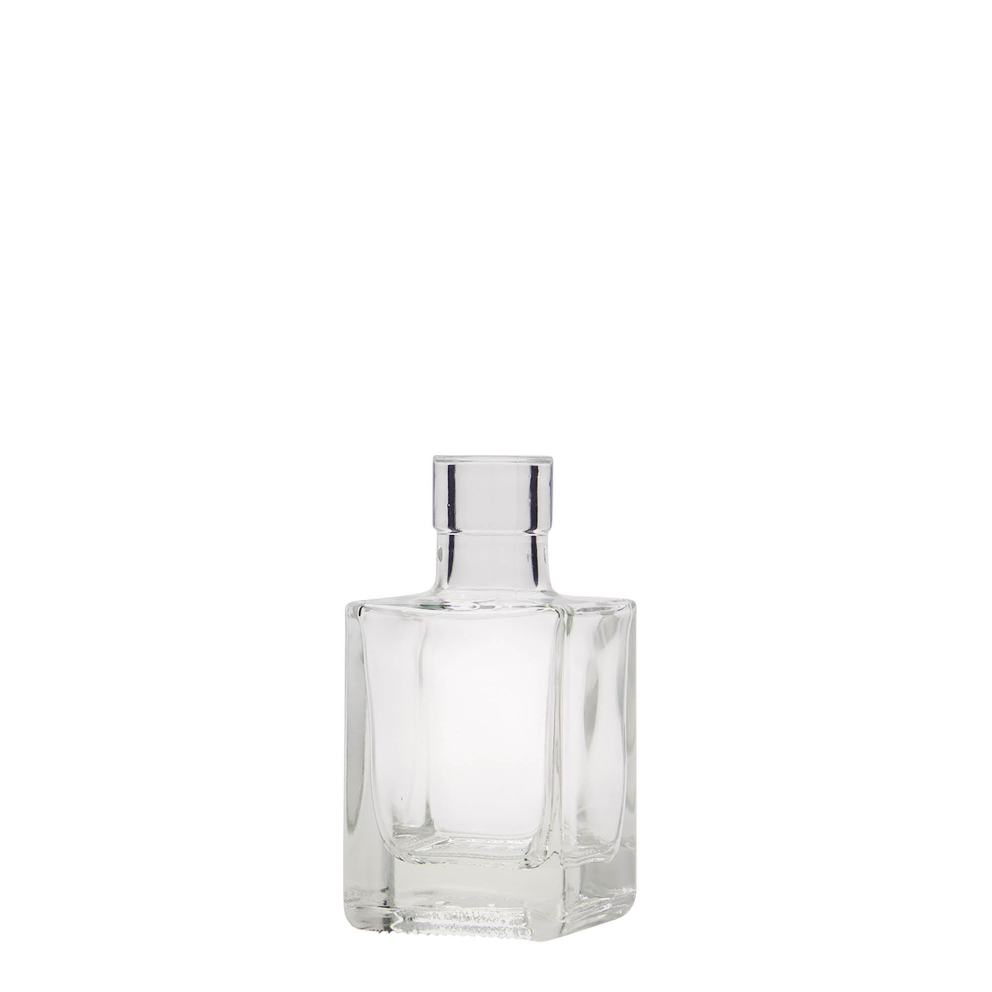 Bottiglia di vetro da 50 ml 'Cube', quadrata, bocca: sughero Bottiglia di vetro da 50 ml 'Cube', quadrata, bocca: sughero