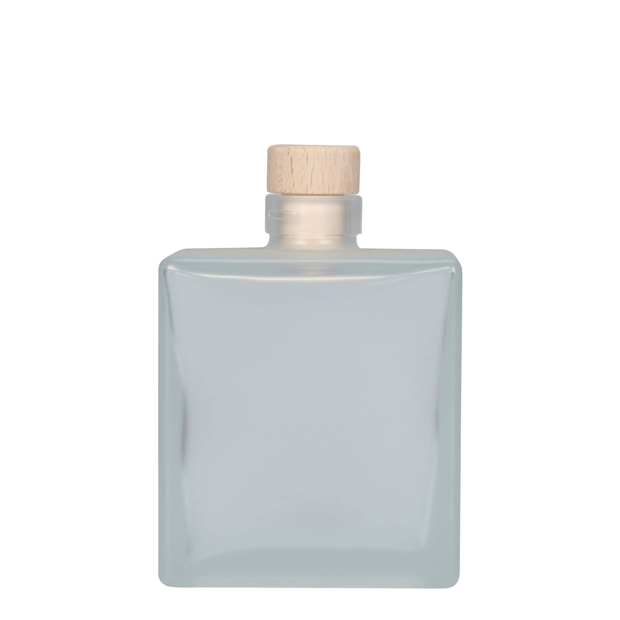Bottiglia di vetro da 500 ml 'Cube', quadrata, ghiacciata, bocca: sughero