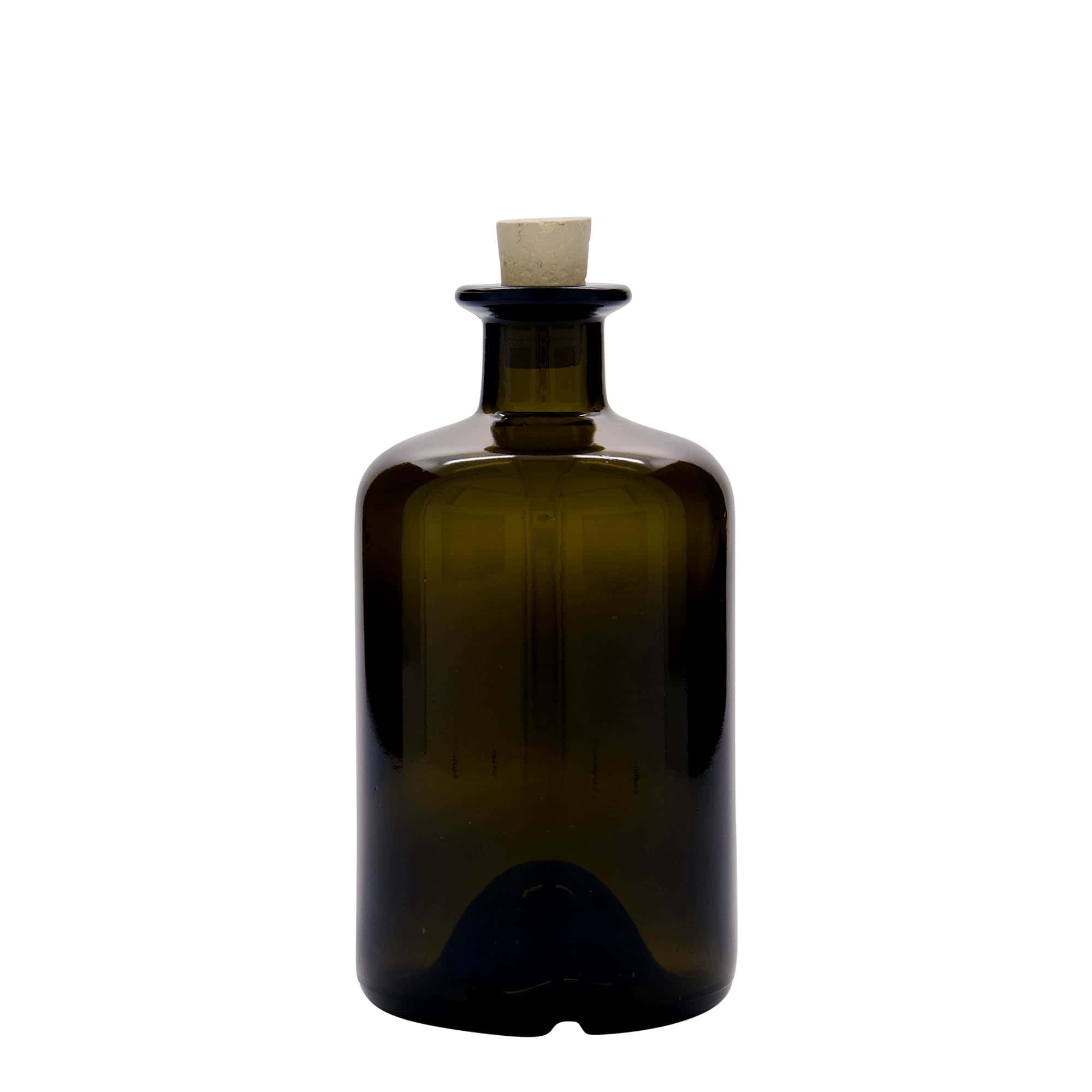 500 ml Bottiglia da farmacia, vetro, verde antico, imboccatura: fascetta