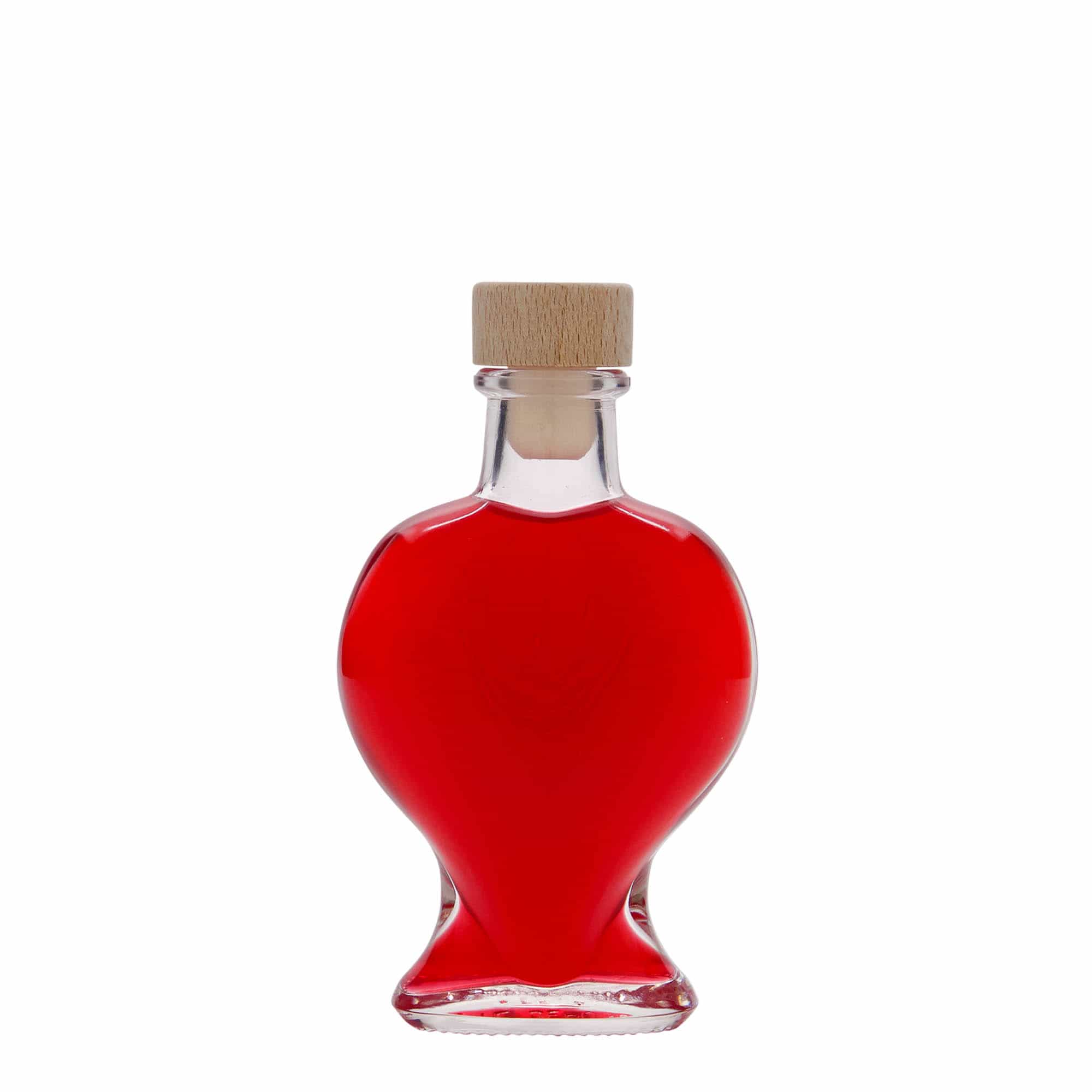 Bottiglia di vetro da 100 ml 'Cuore', bocca: sughero