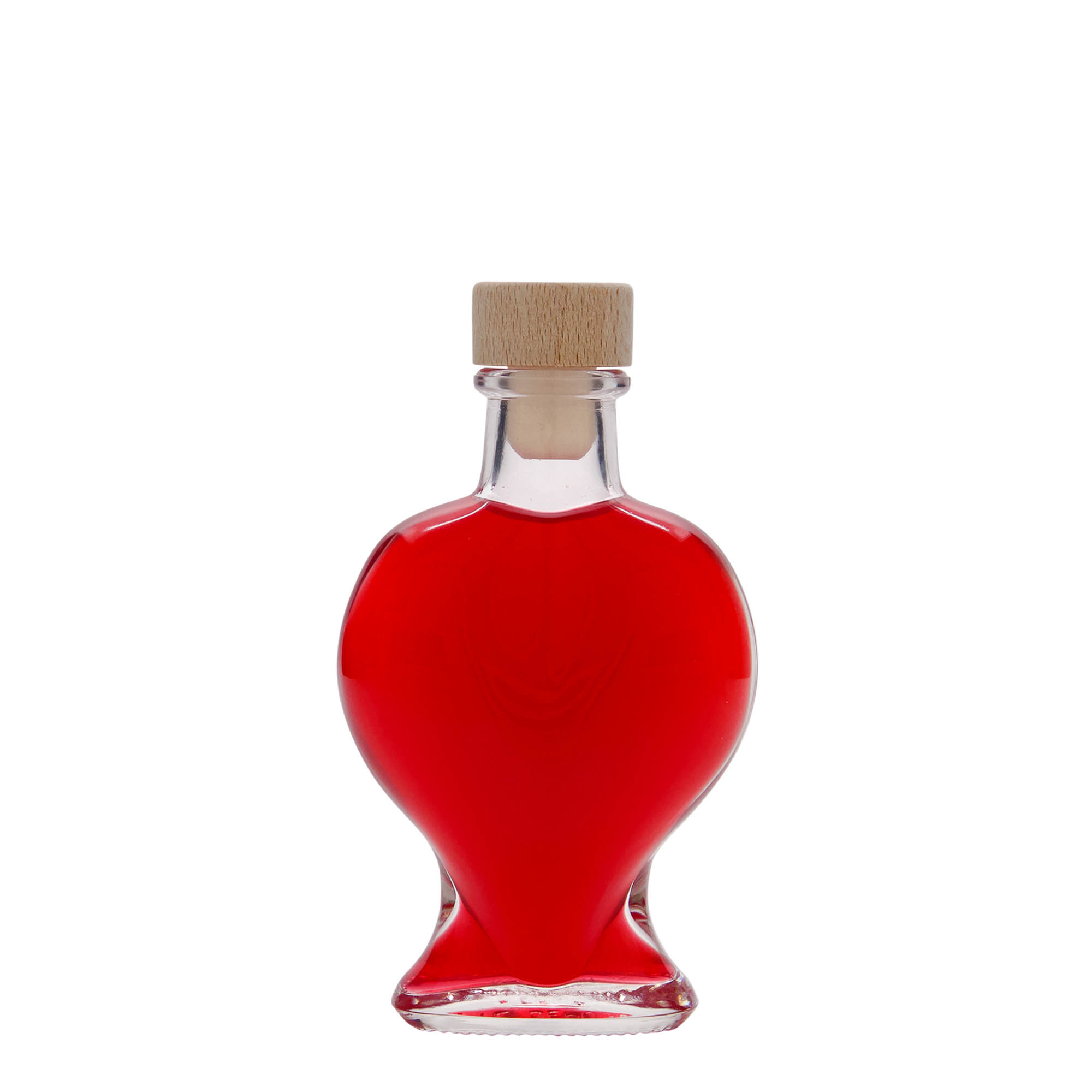 Bottiglia di vetro da 100 ml 'Cuore', bocca: sughero