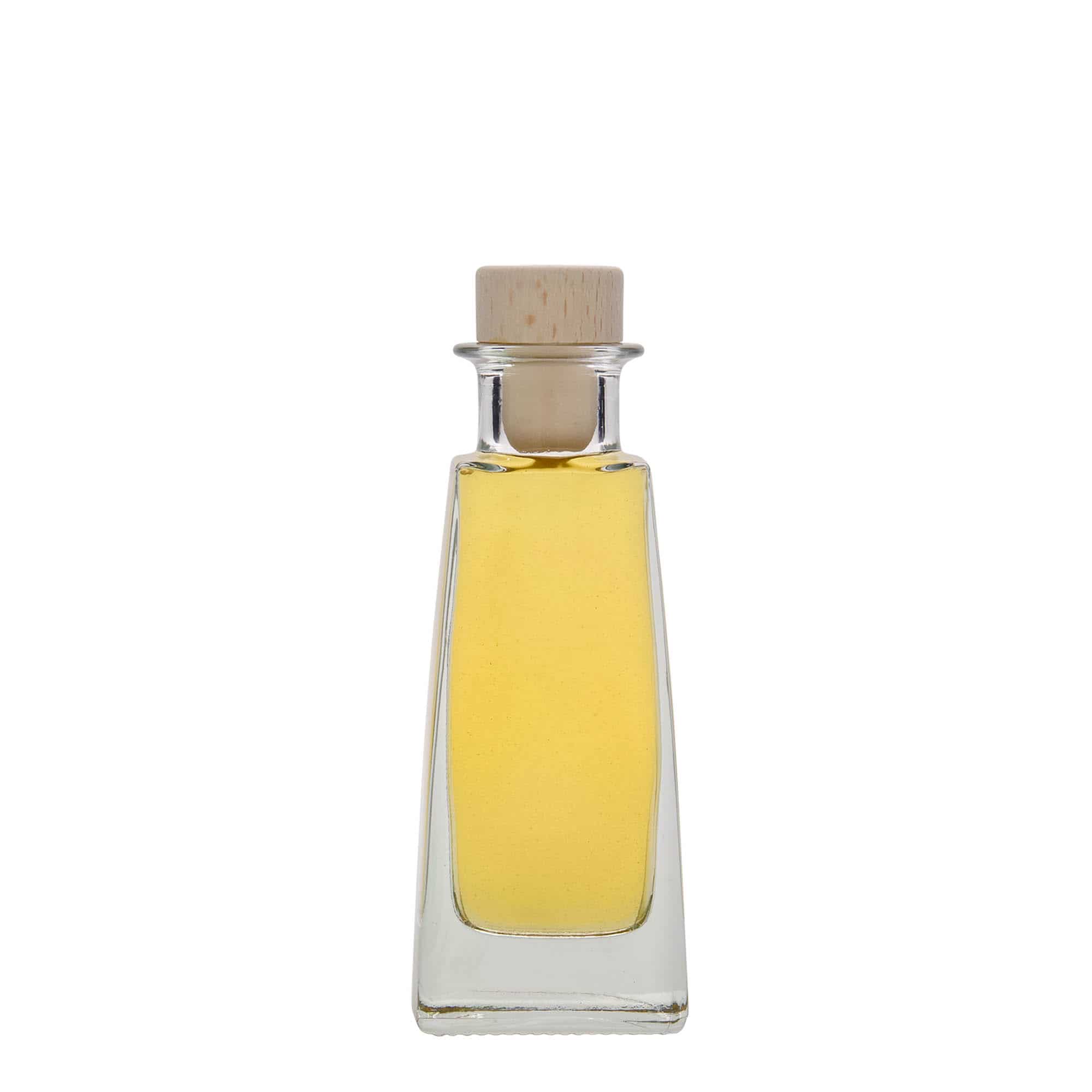 100 ml Bottiglia di vetro 'Timmy', rettangolare, imboccatura: fascetta