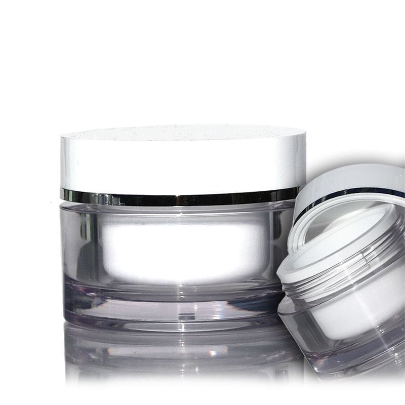 30 ml barattolo, plastica SAN, bianco, bocca: chiusura a vite