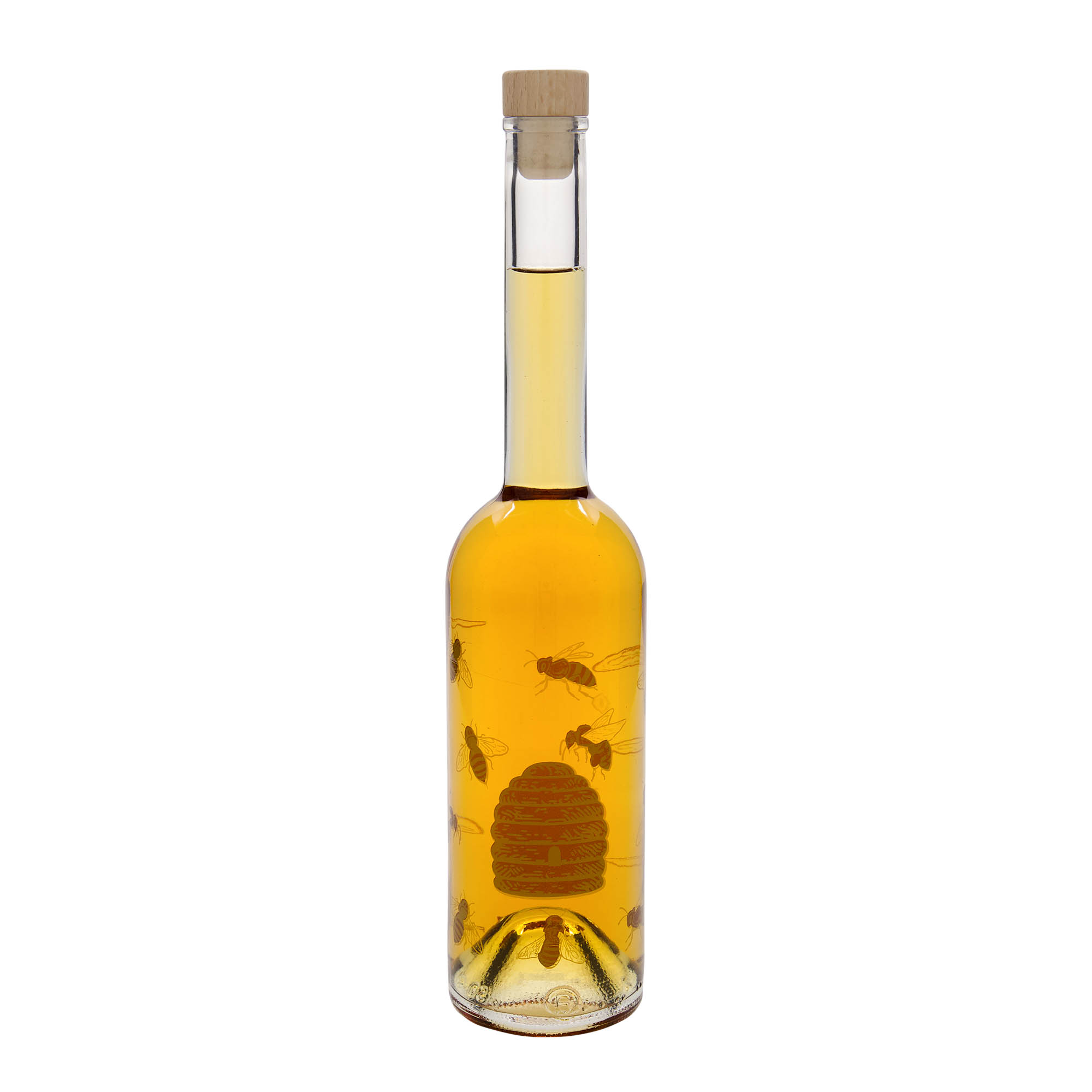 Bottiglia di vetro da 500 ml 'Opera', motivo: api, bocca: sughero Bottiglia di vetro da 500 ml 'Opera', motivo: api, bocca: sughero