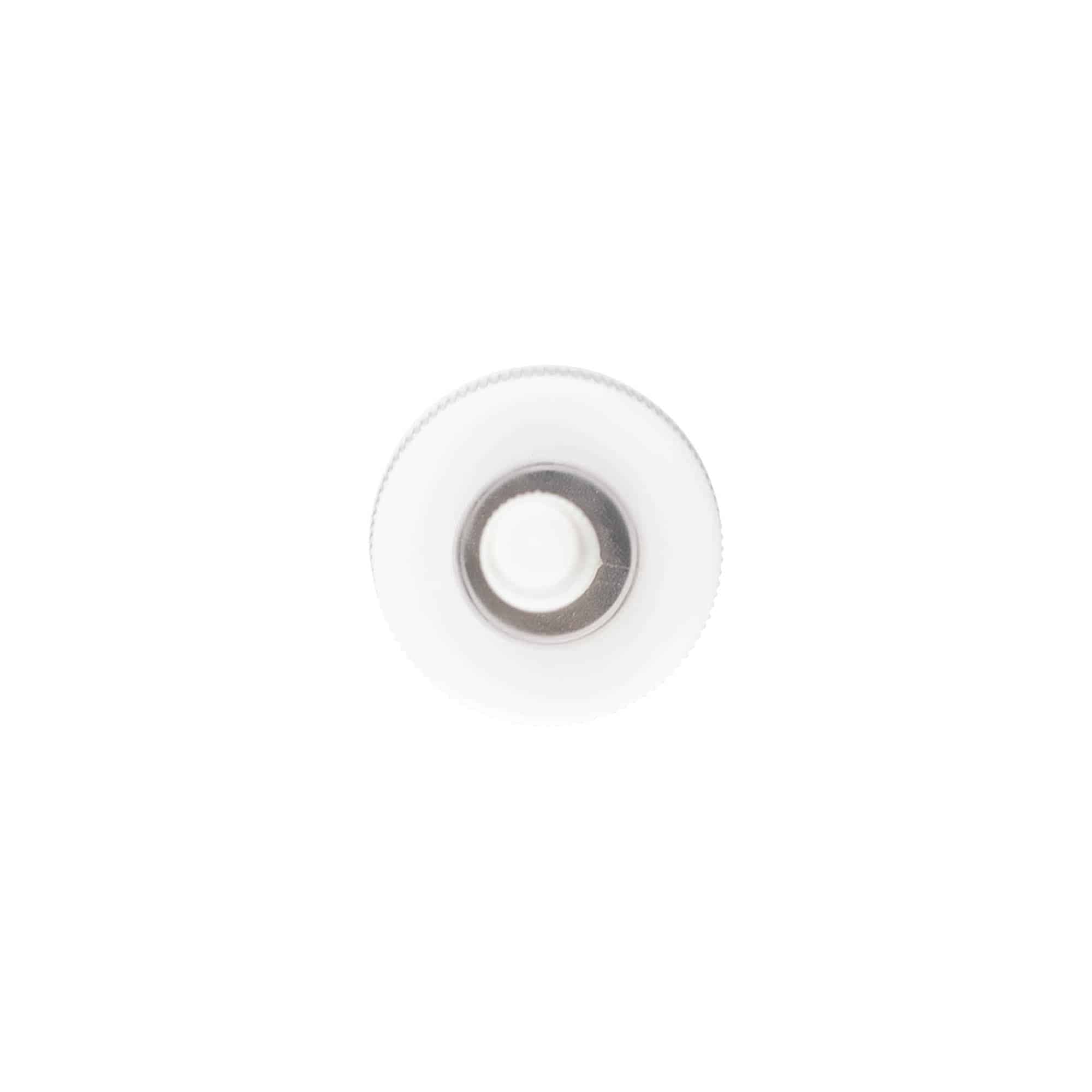Tappo a vite con applicatore, plastica PP, bianco, per imboccatura: 24/410