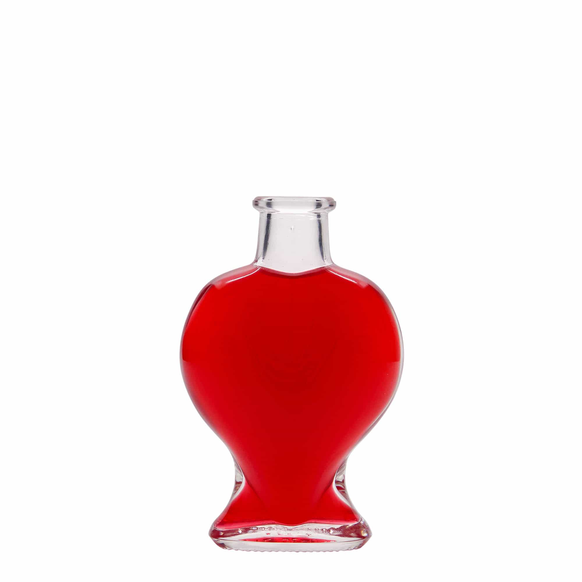 Bottiglia di vetro da 100 ml 'Cuore', bocca: sughero
