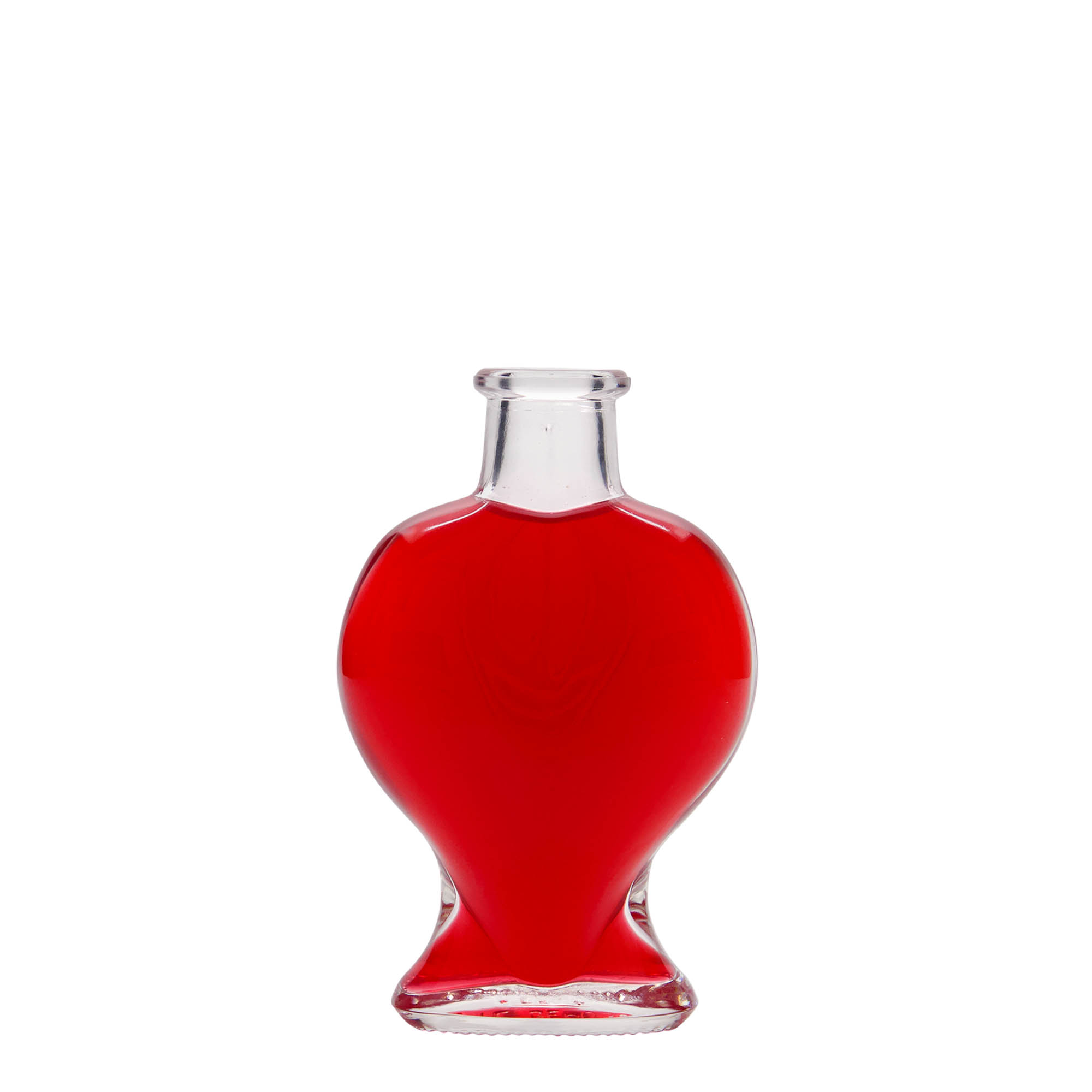 Bottiglia di vetro da 100 ml 'Cuore', bocca: sughero