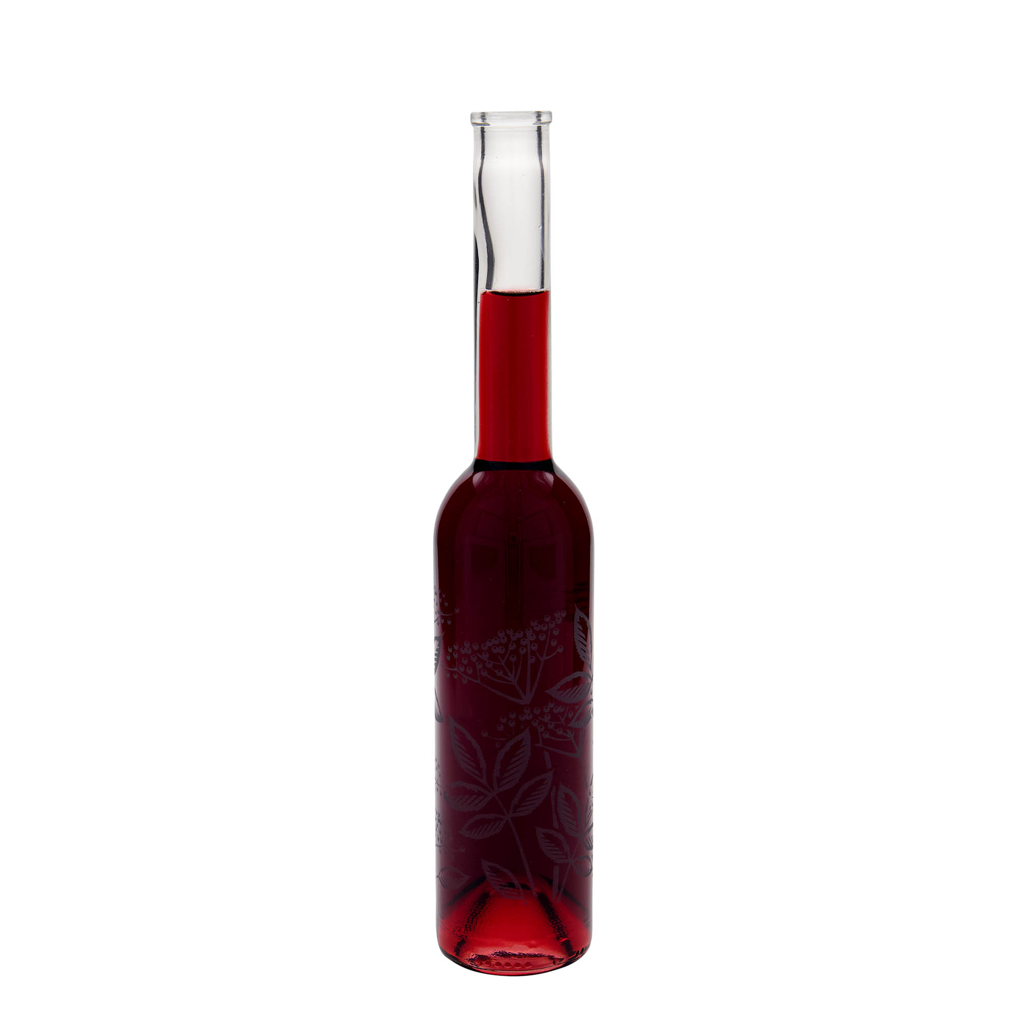 Bottiglia di vetro da 350 ml 'Opera', motivo: Sambuco, bocca: tappo di sughero Bottiglia di vetro da 350 ml 'Opera', motivo: Sambuco, bocca: tappo di sughero
