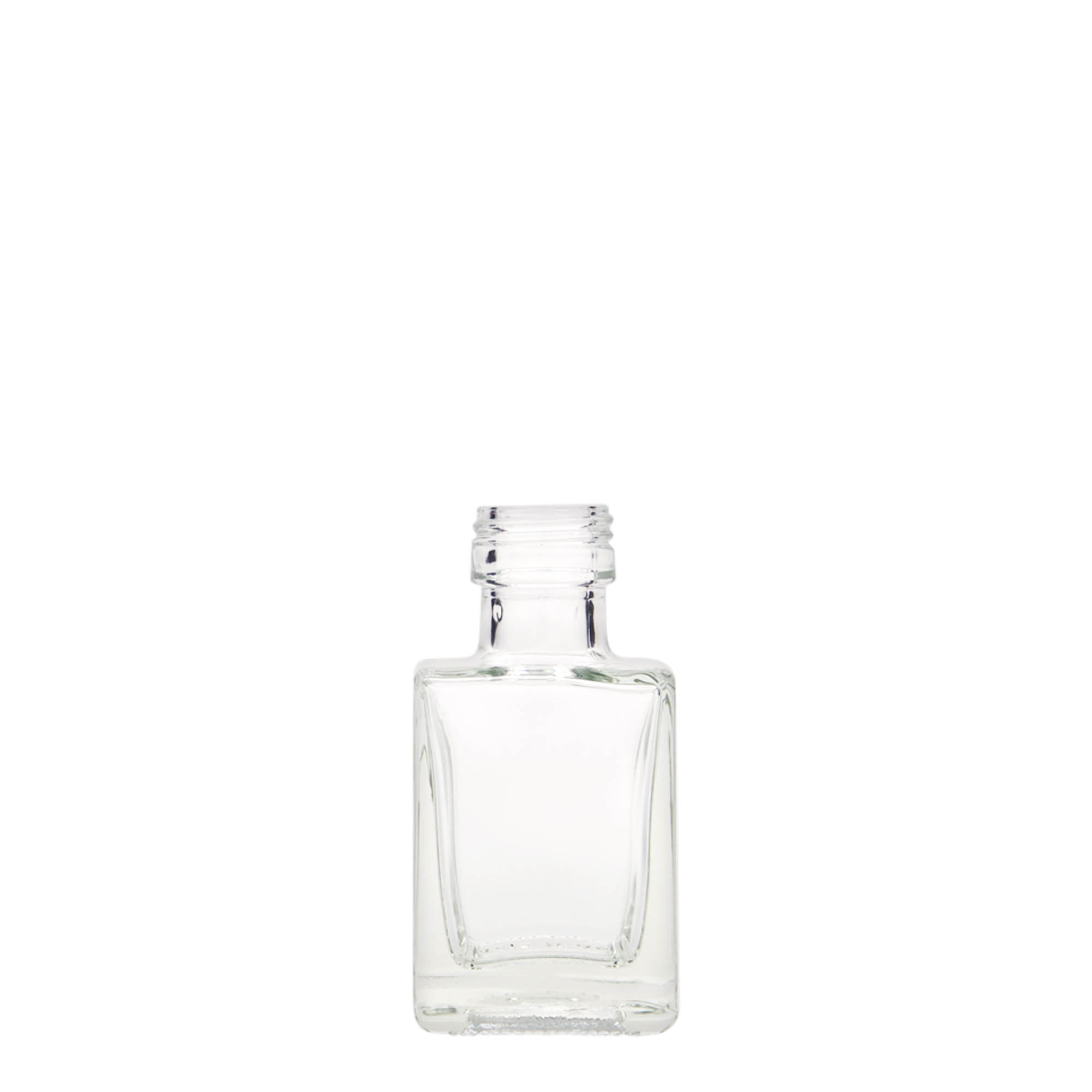 Bottiglia di vetro da 50 ml 'Cube', quadrata, bocca: PP 24 Bottiglia di vetro da 50 ml 'Cube', quadrata, bocca: PP 24