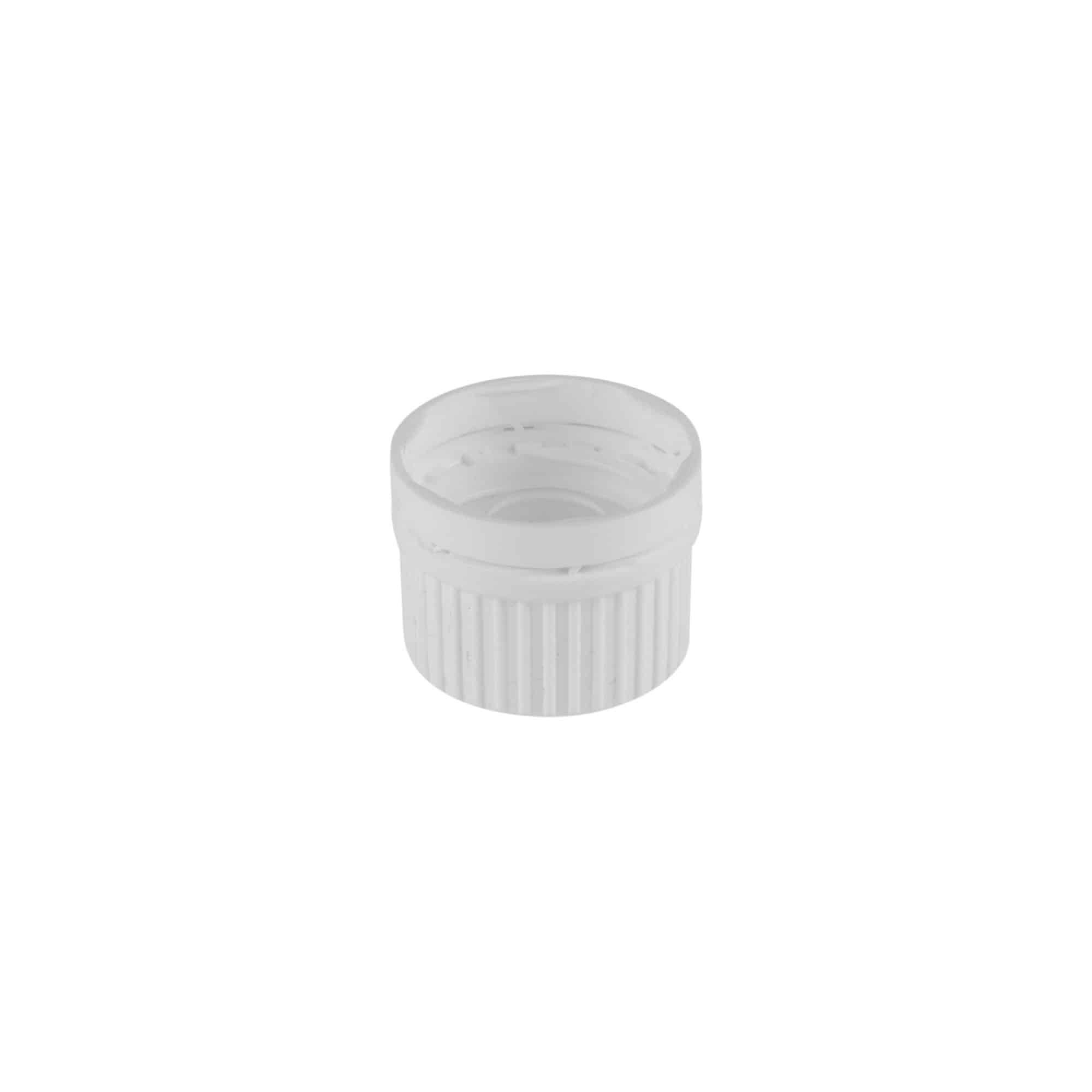 Tappo a vite con anello versatore, plastica PE bianca, per bocca: DIN 22
