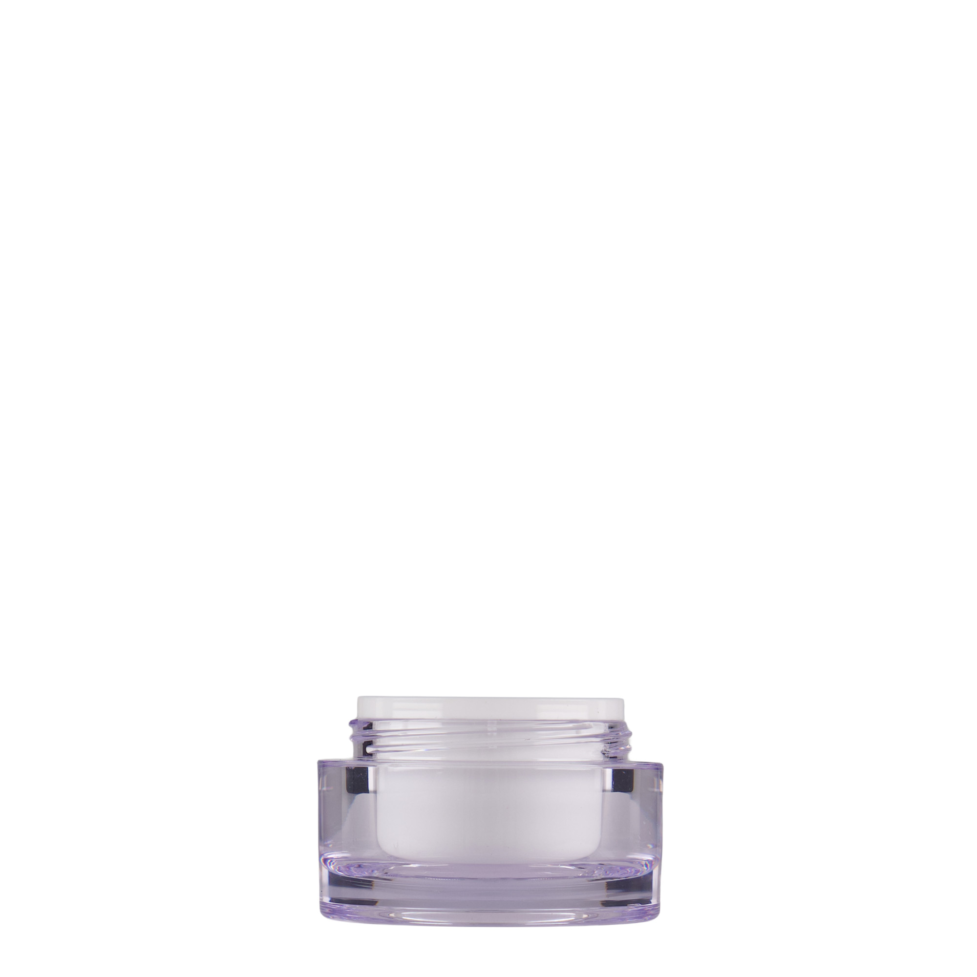 Vaso da 10 ml, plastica SAN, bianco, bocca: chiusura a vite