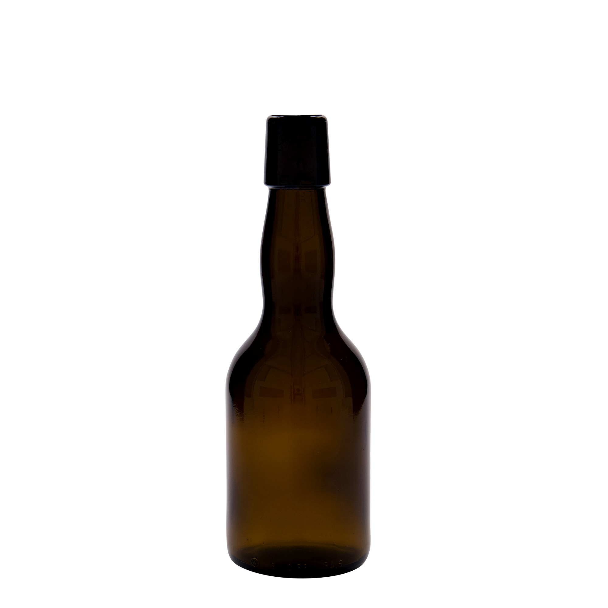 Bottiglia di birra da 330 ml, collo a campana, vetro, marrone, apertura: chiusura a leva