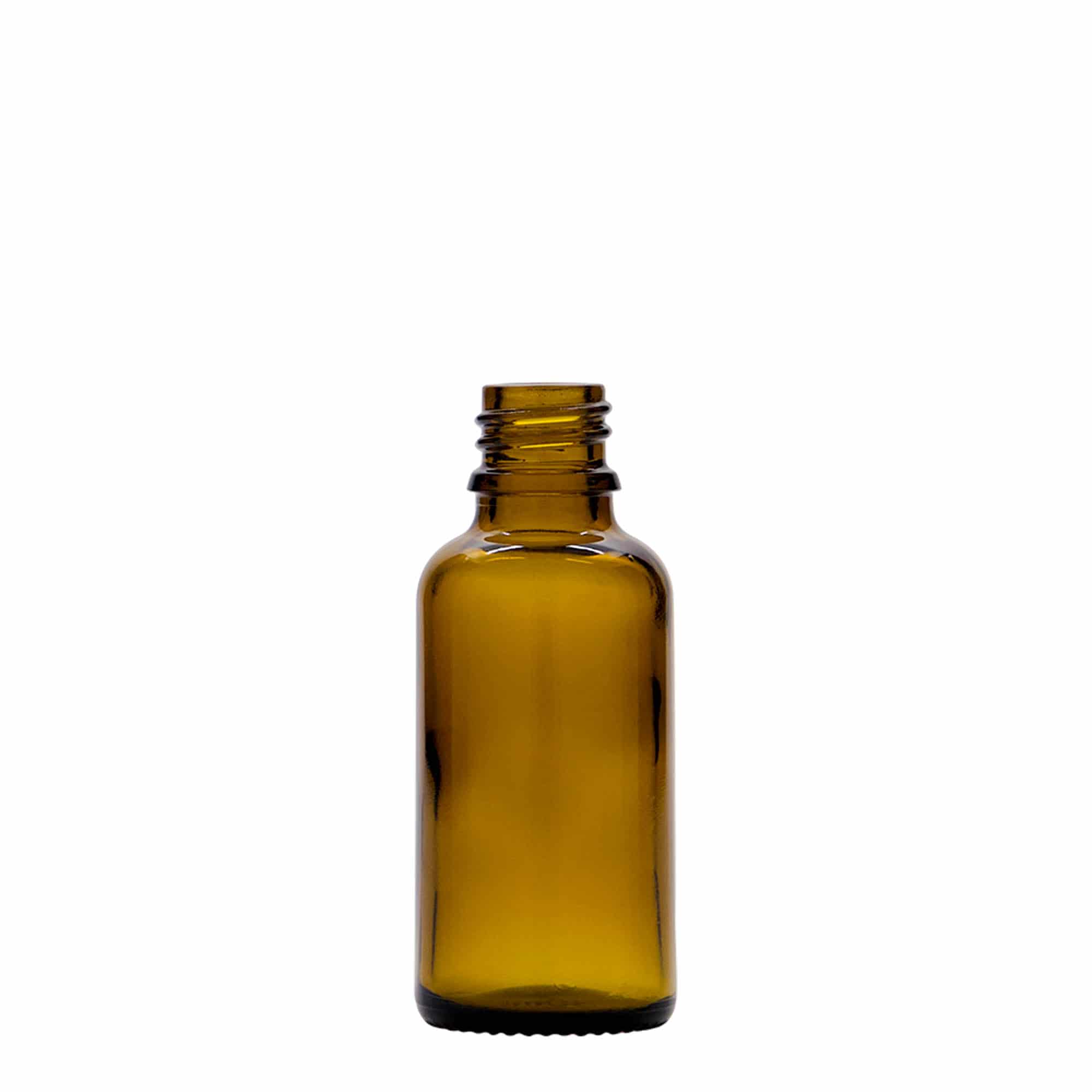 30 ml flacone con contagocce medicina, vetro, marrone, bocca: DIN 18